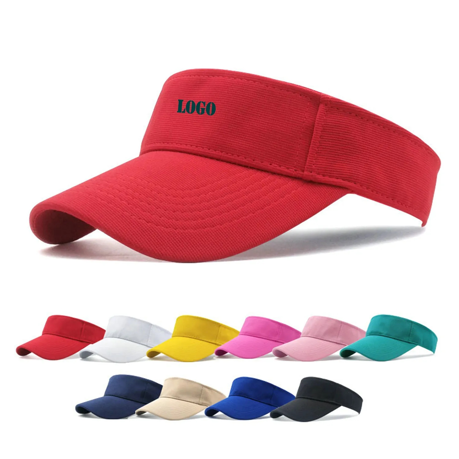 100% Cotton 9.5" L x 6" W Sun Visor Hats 2