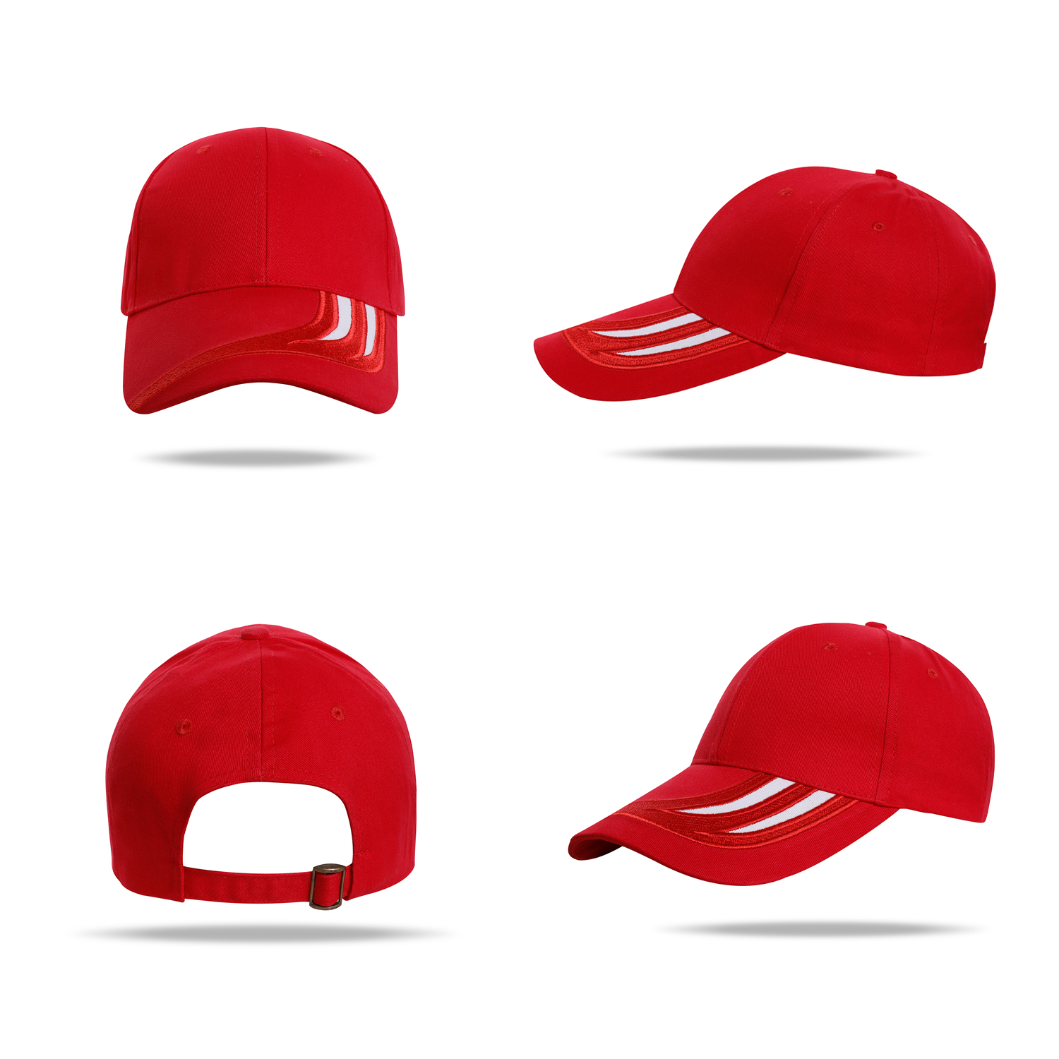 Stock 2-Tone Designed Cotton 6 Panel Cap w/Single Buckle Back Fastener 8
