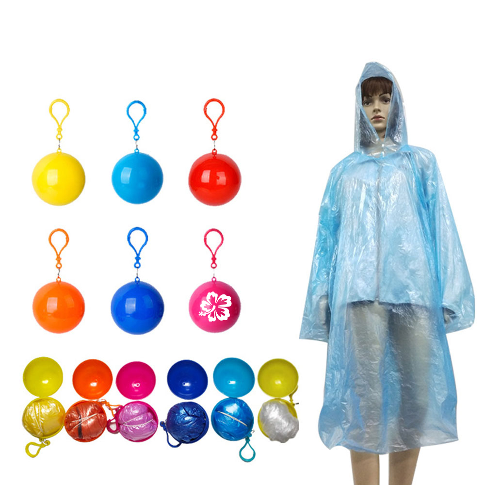 Disposable Portable Raincoat Poncho Ball Keychain 2