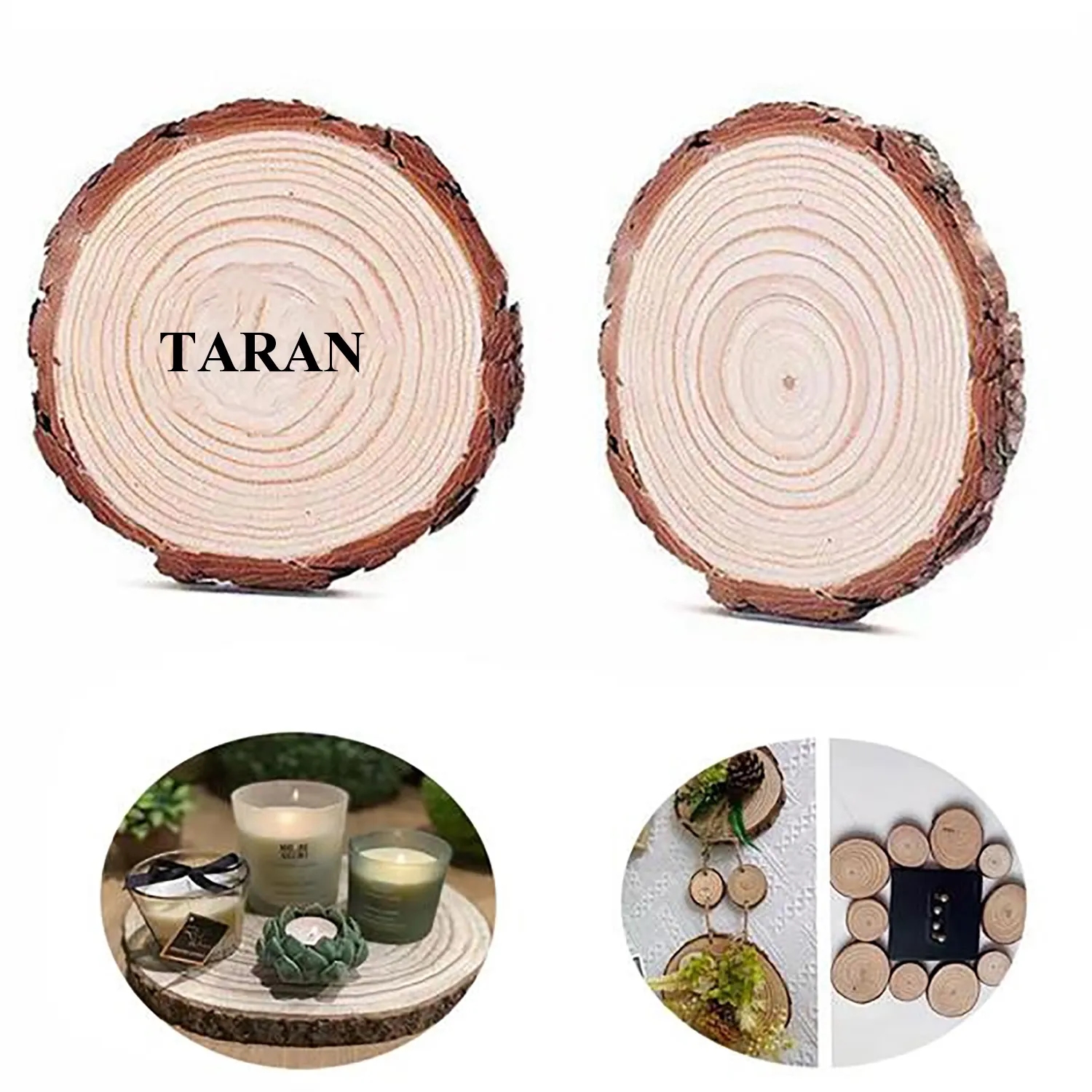 Unfinished Natural Wood Slices Circle With Bark Log Disc 2