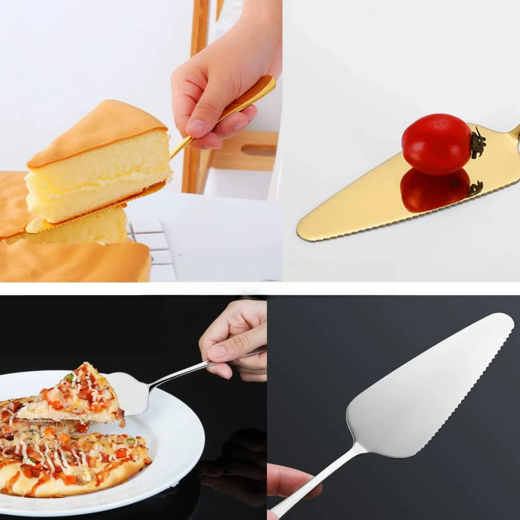 Stainless Steel Cake Server Pizza Spatula With Serrated Edge 4