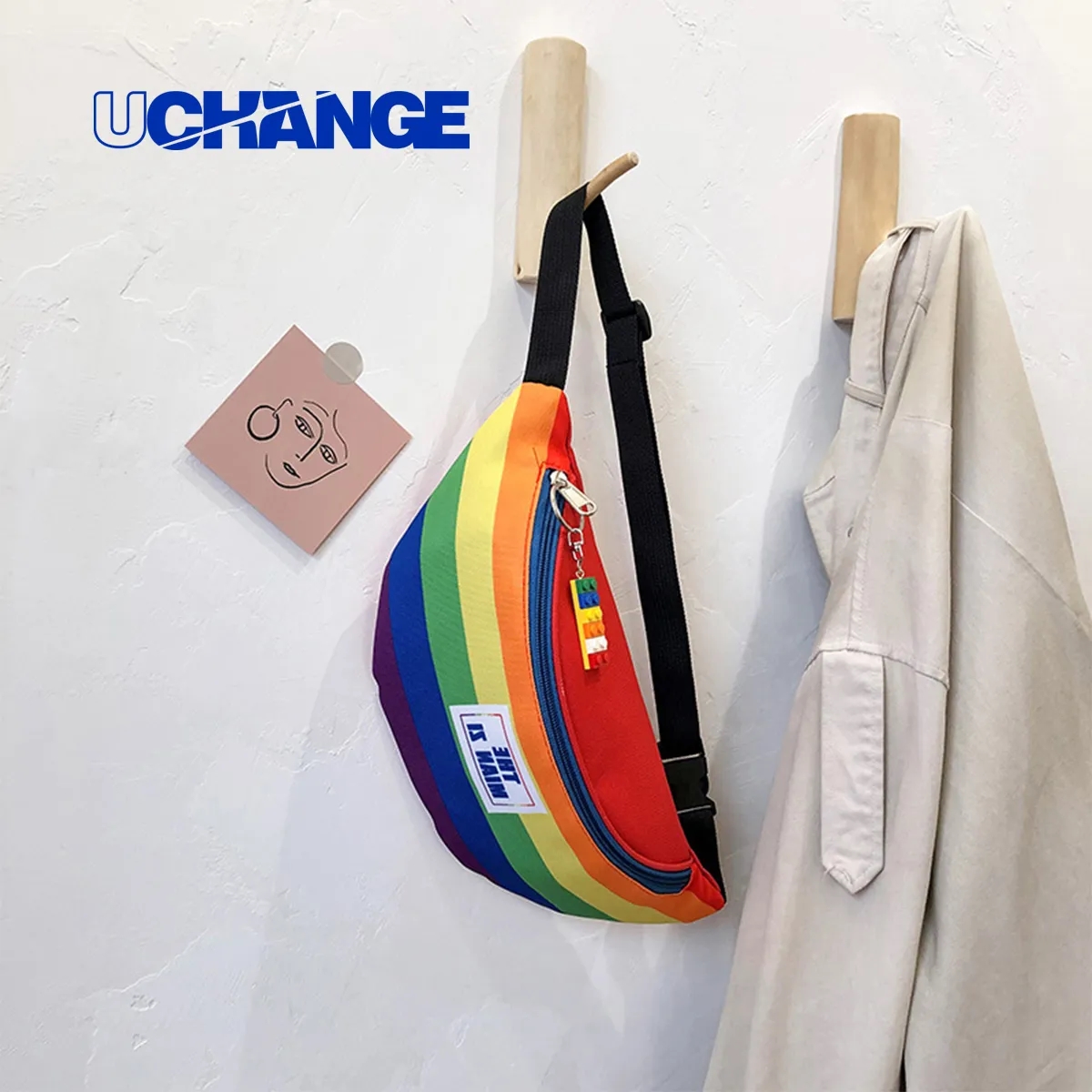 Custom Rainbow Stripe Fanny Pack Waist Bag 3