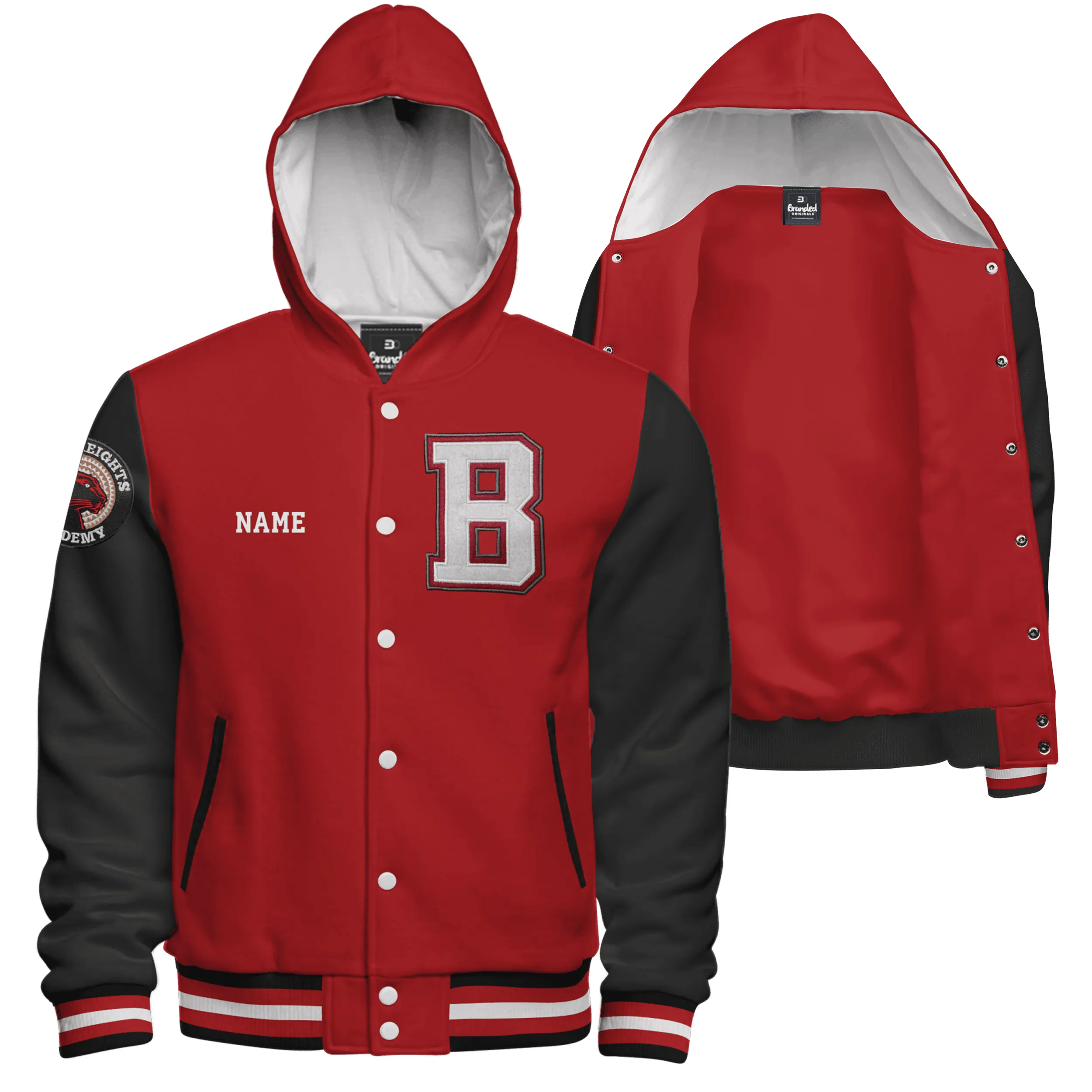 Hooded Cotton Fleece Varsity Jacket With No Lining 6