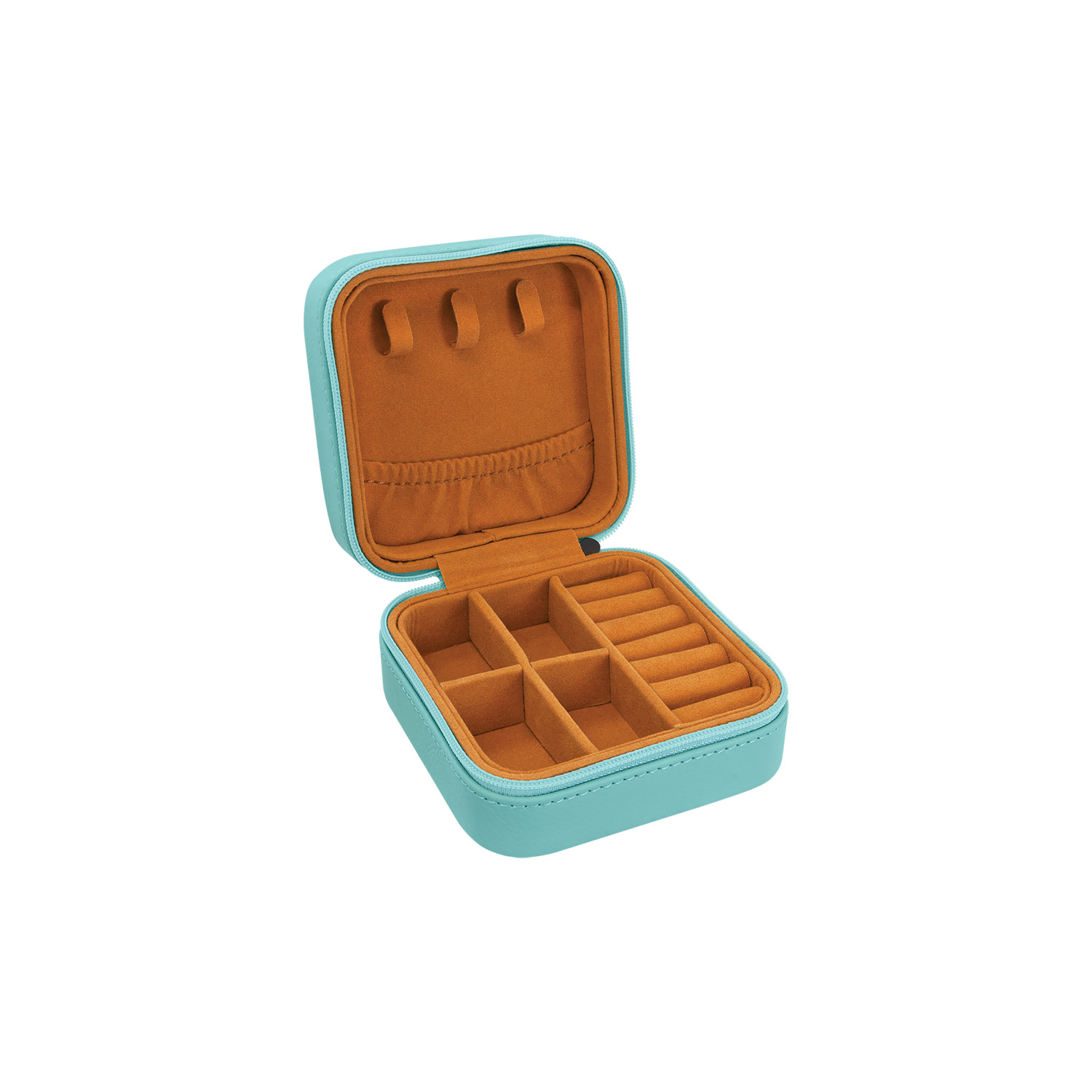 Teal Leatherette Travel Jewelry Box 3