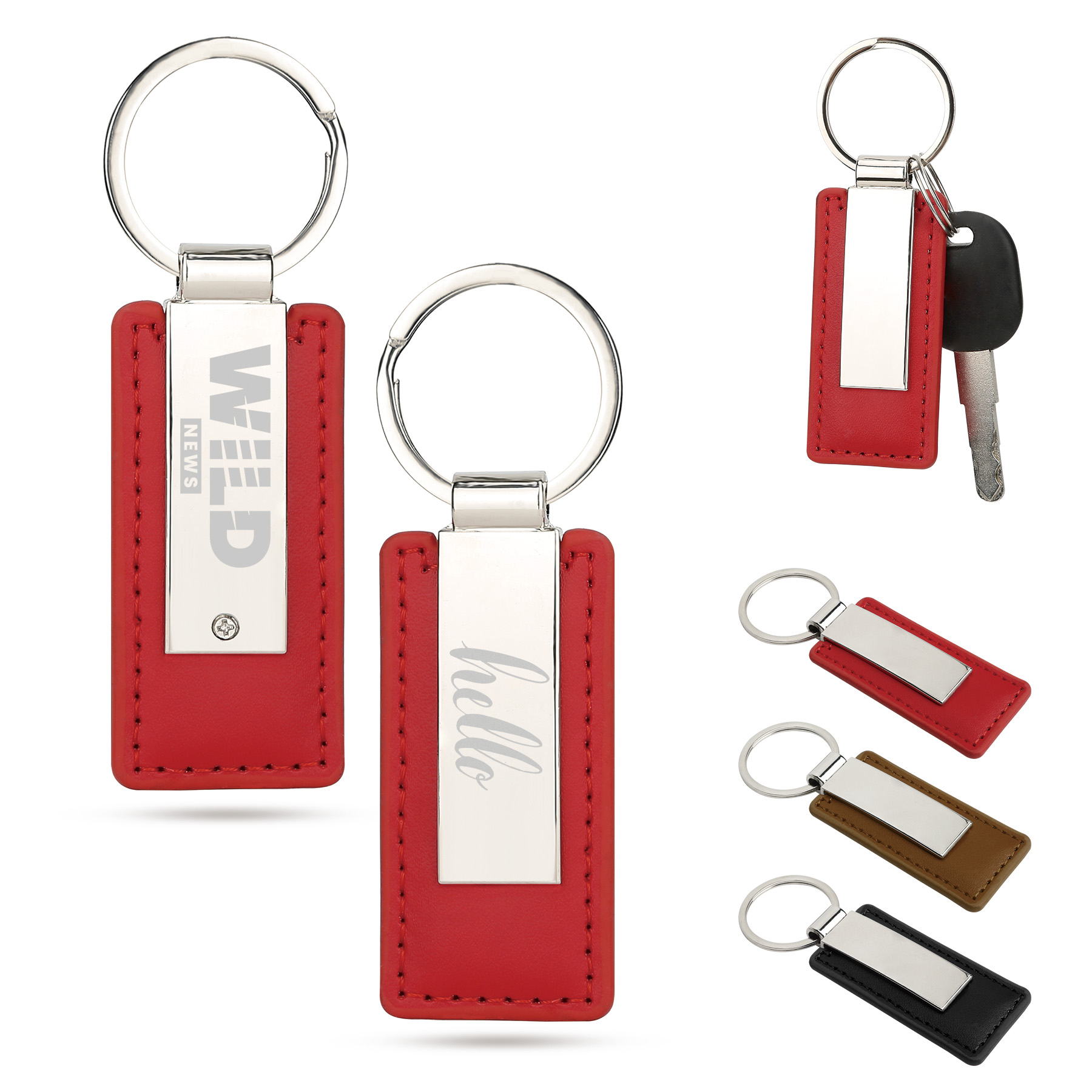 Metal Keychain With PU Leather 7