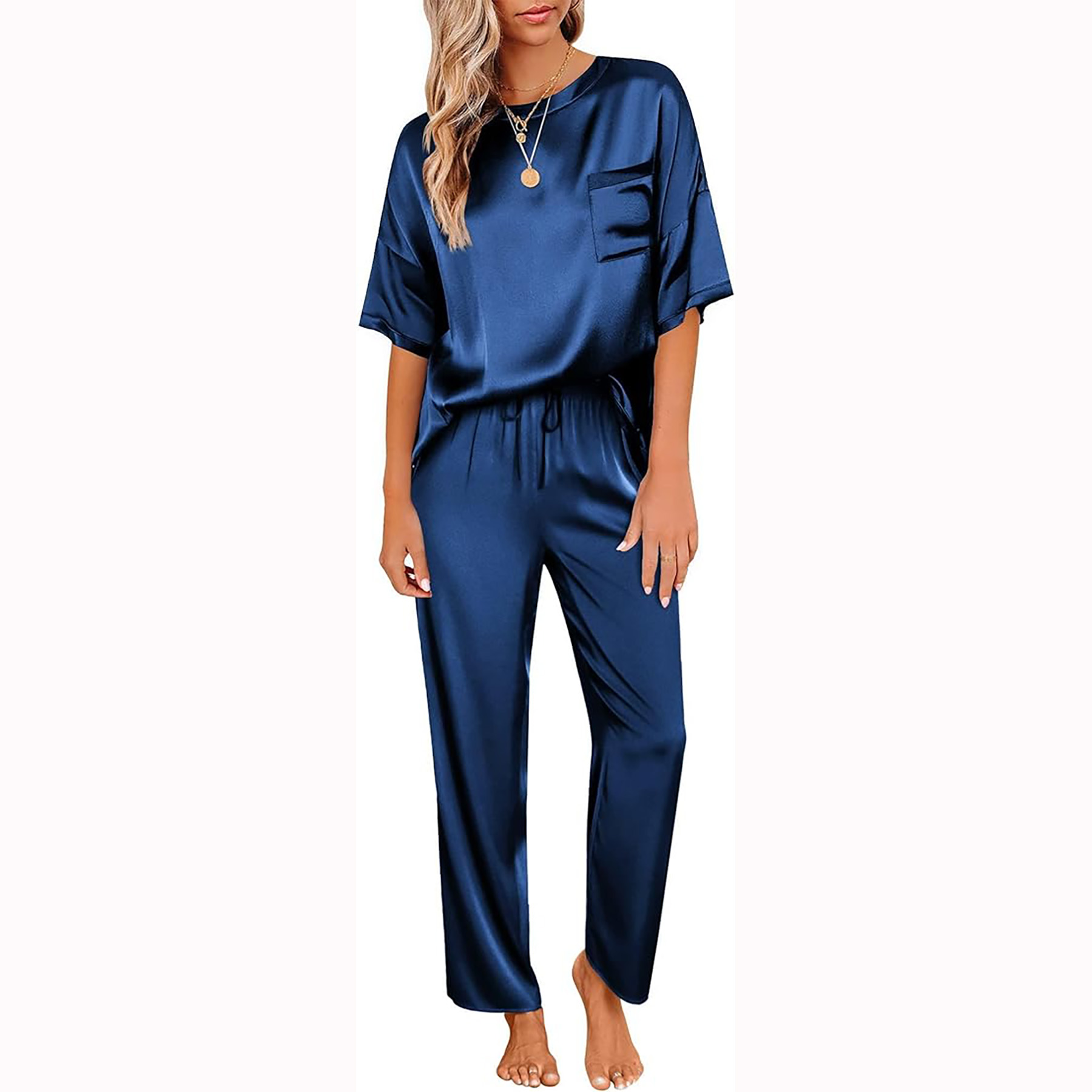 Womens Satin Silk Pajamas Set 10