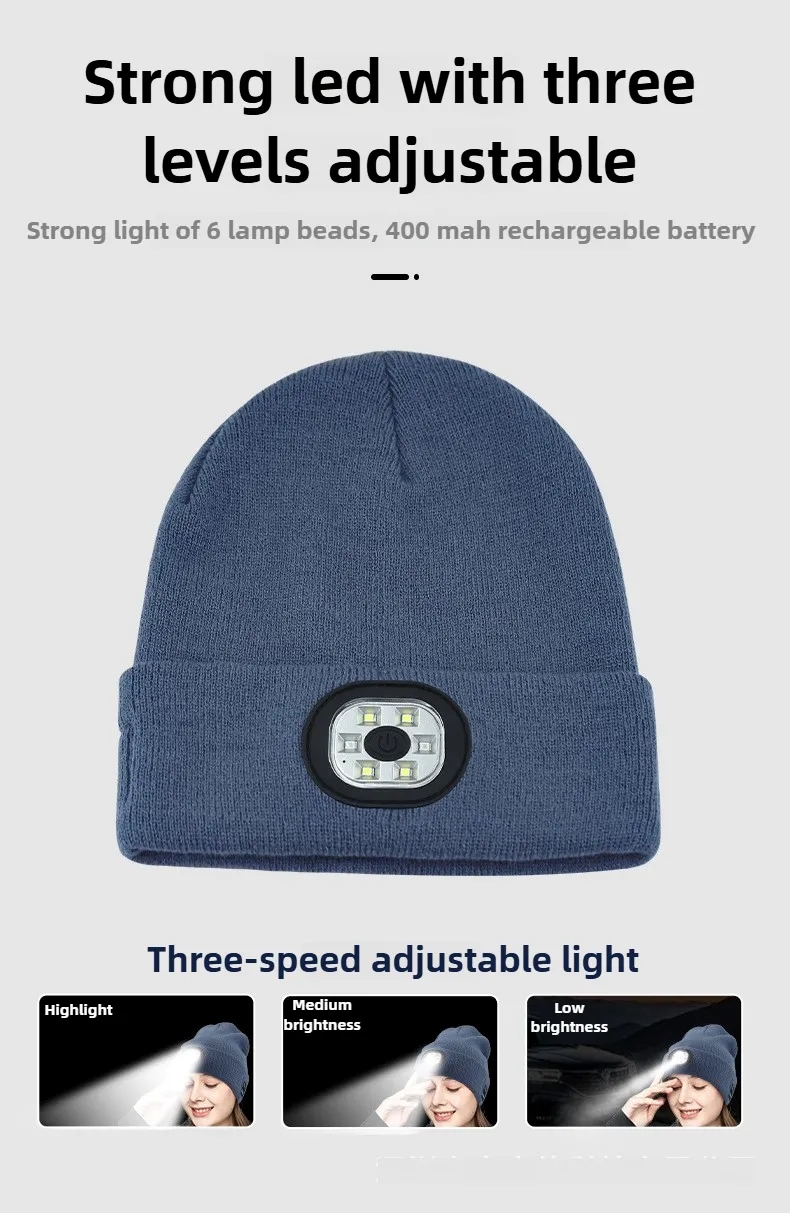 Bluetooth Beanie with LED Lights and Speakers - Rechargeable Unisex Winter Tech Hat 2