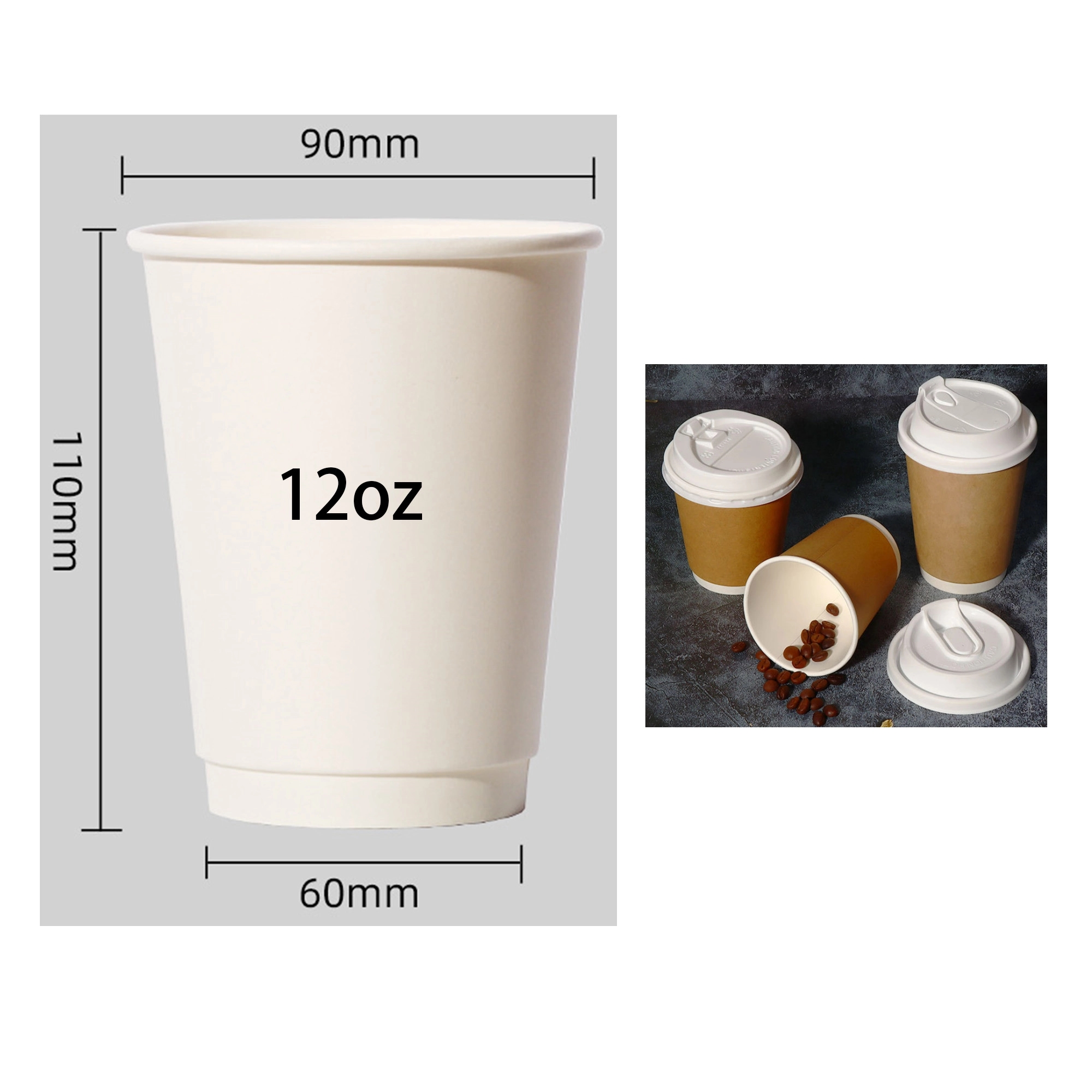 12 Oz Disposable Paper Drinks Cup With Lids 6