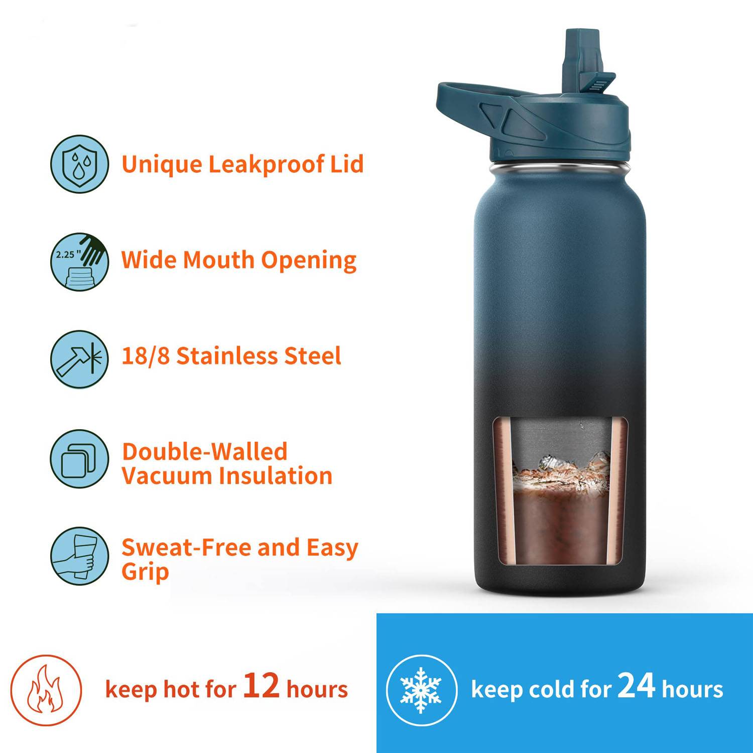 32oz Portable Gym Stainless Steel Insulated Water Bottle, custom water bottle with logo imprint 10