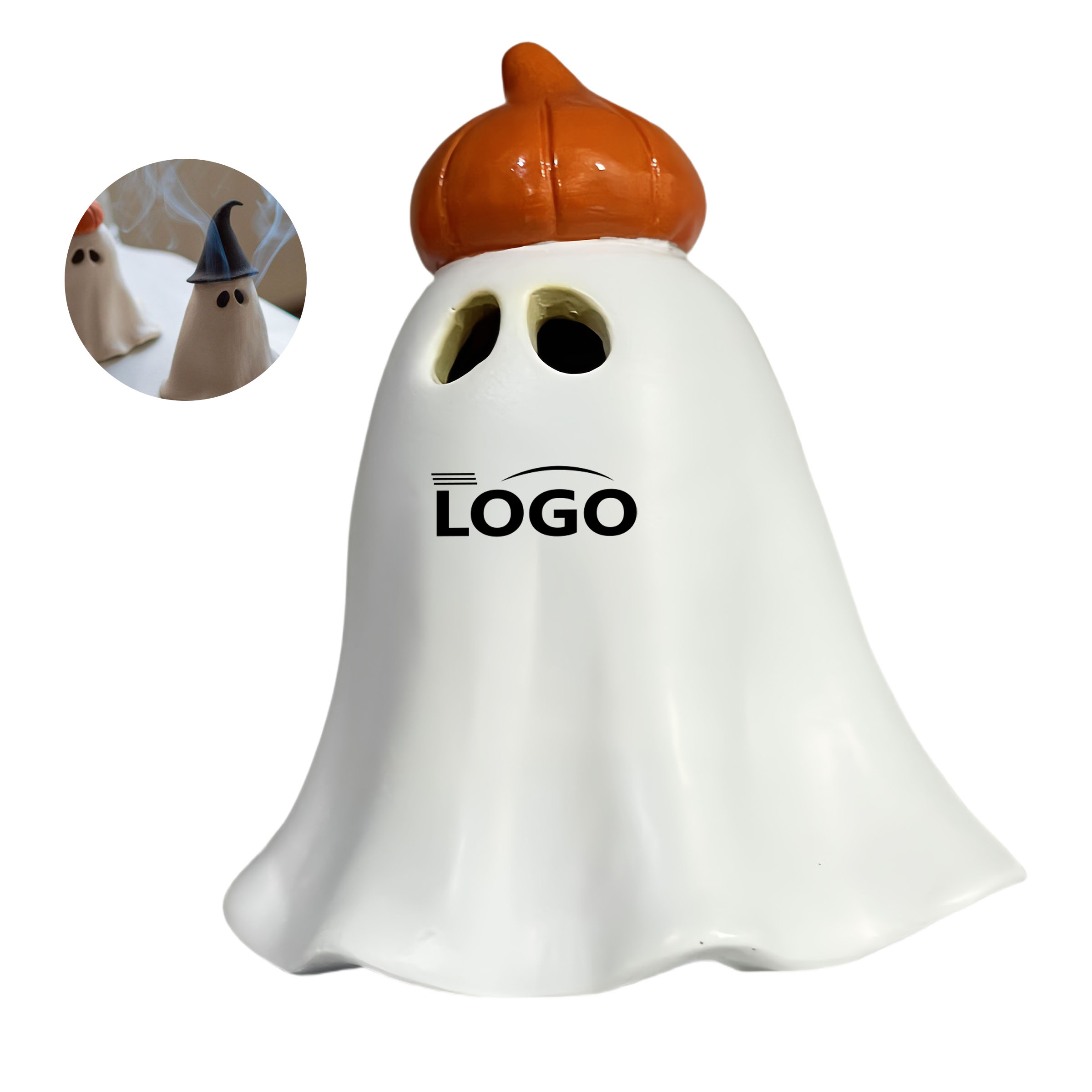 Halloween incense burner featuring pumpkin and witch hat 2