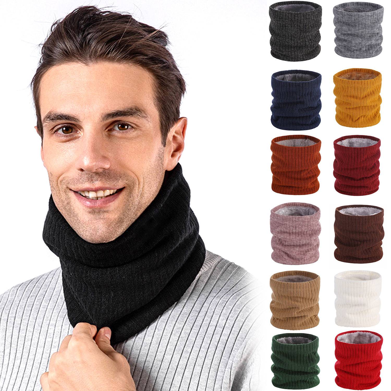 Winter Knitted Plush Lined Neck Warmer Scarf 20