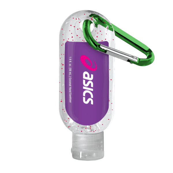 1.9 oz. Single Color Moisture Bead Sanitizer in Clear Bottle with Carabiner 32