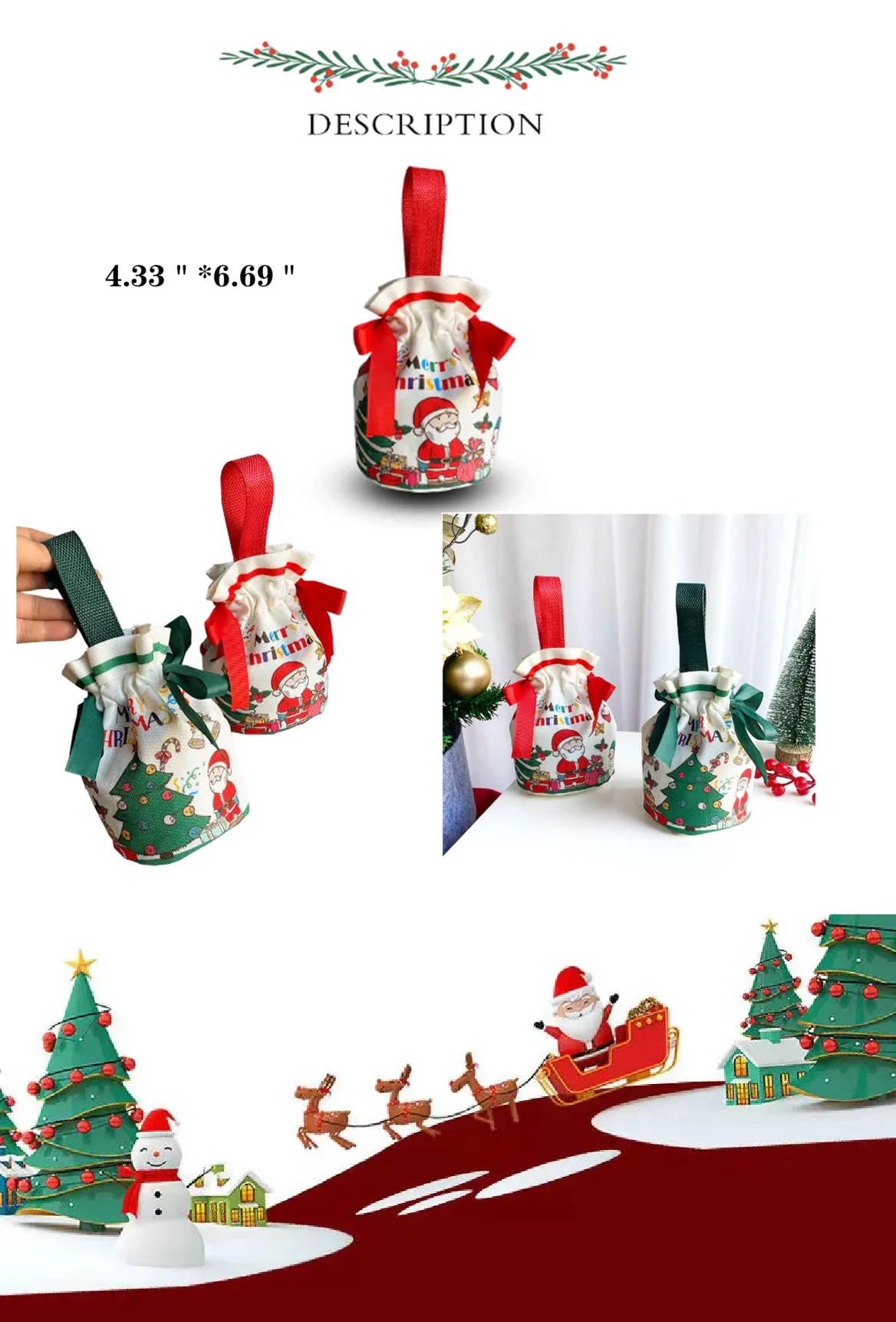 Christmas Apple Storage Drawstring Bag 2