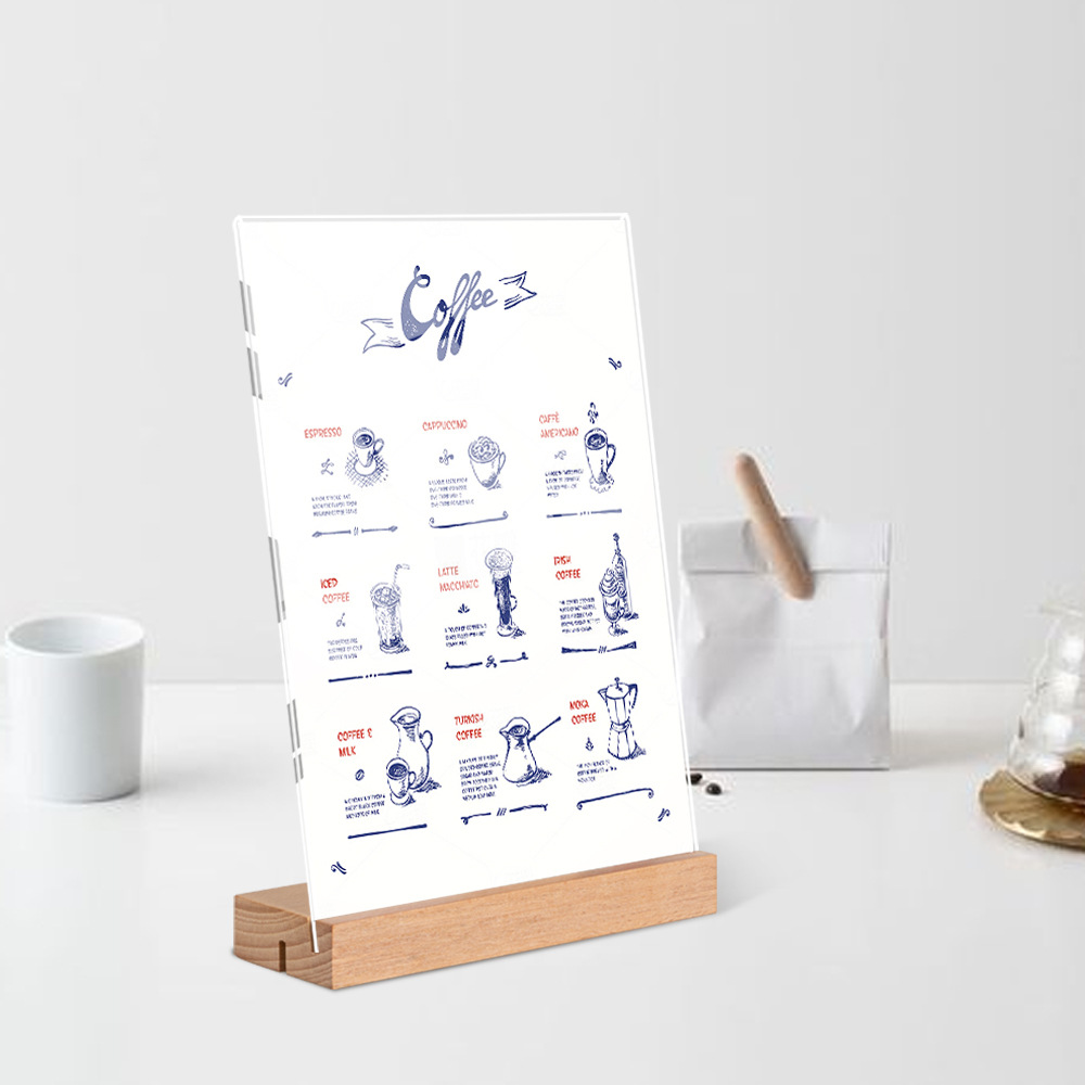 Acrylic Sign Holder with Wood Base 3