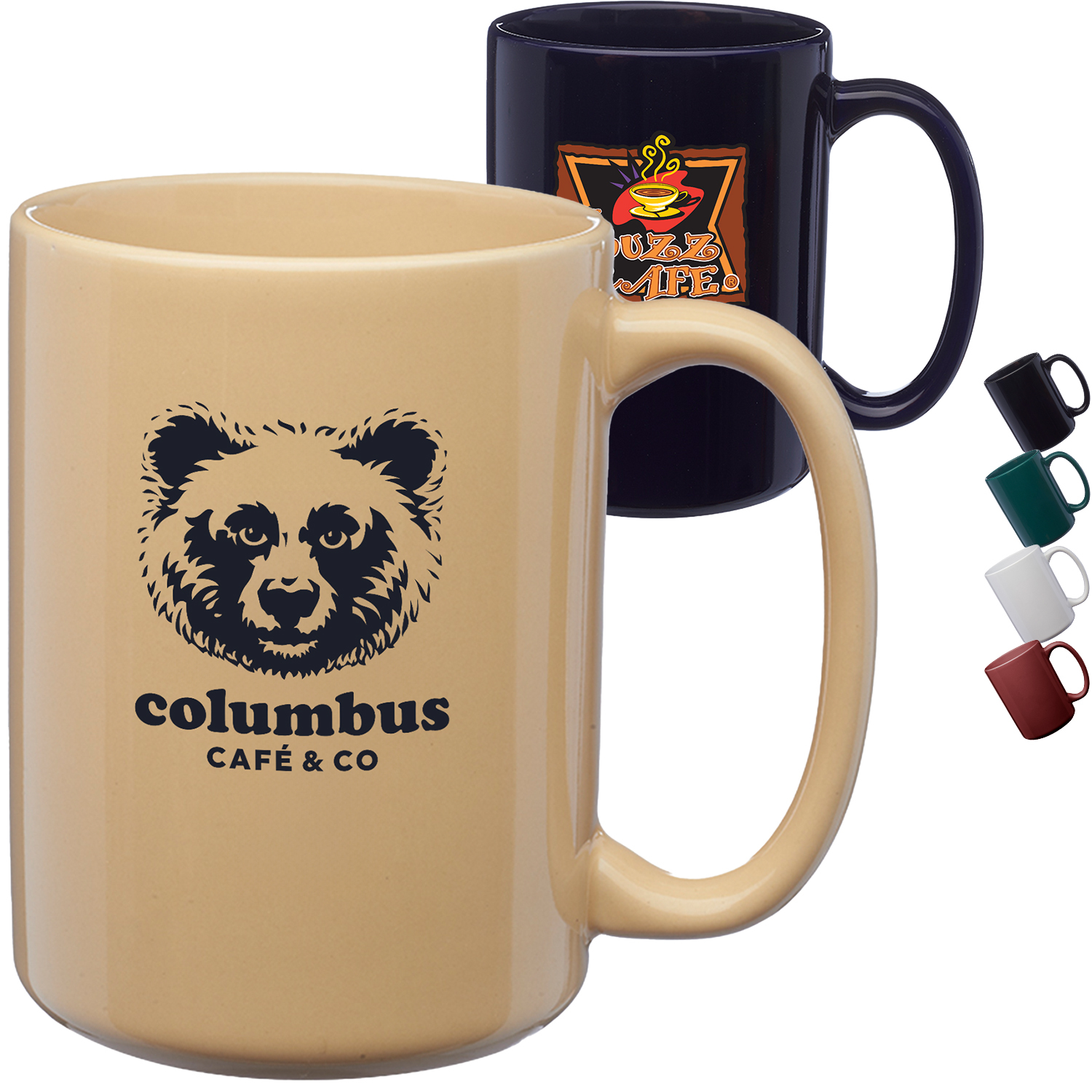 15 oz Large Classic Ceramic Coffee Mug w/Custom Imprint 2