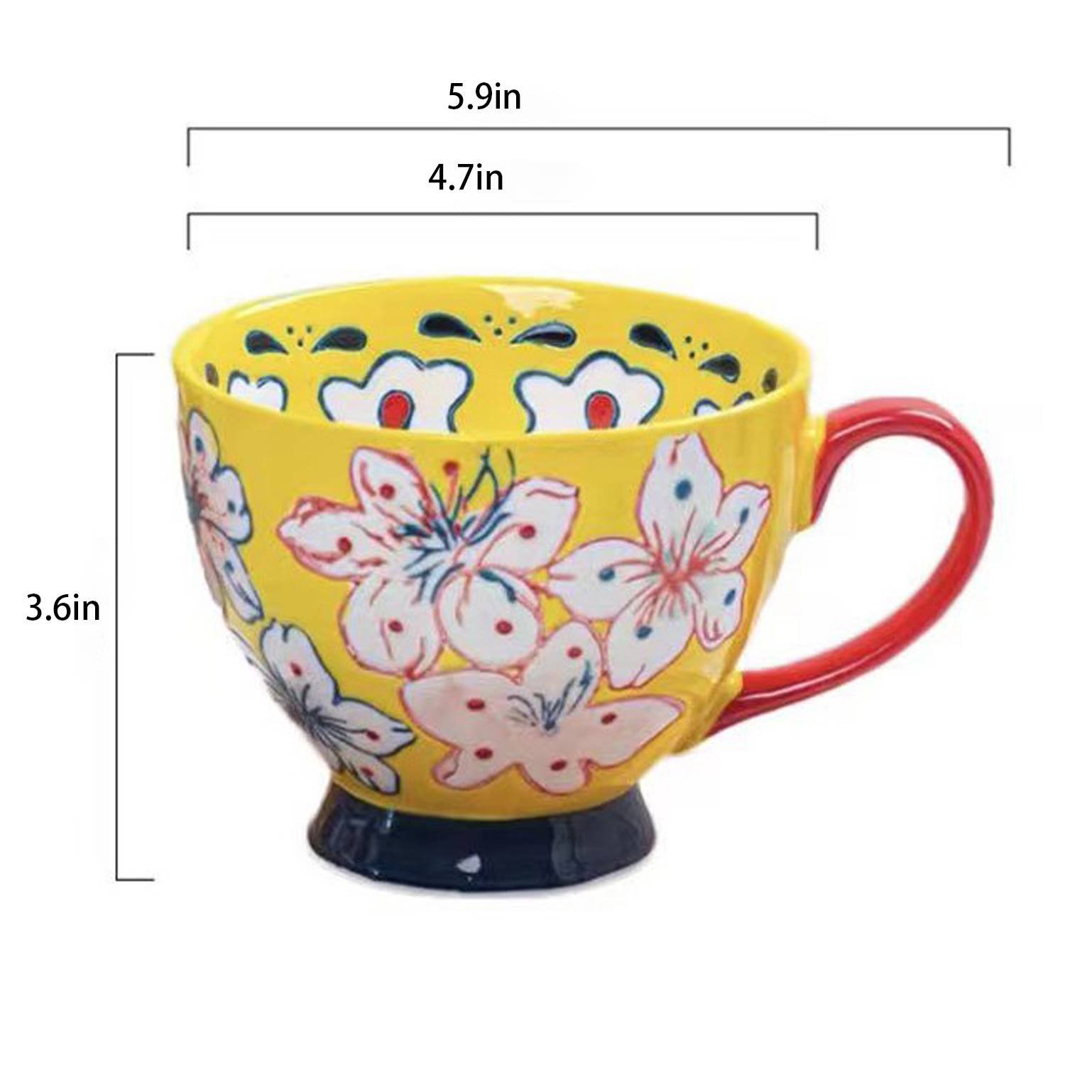 17oz Hand-Painted Vintage Breakfast Ceramic Water Cup 3