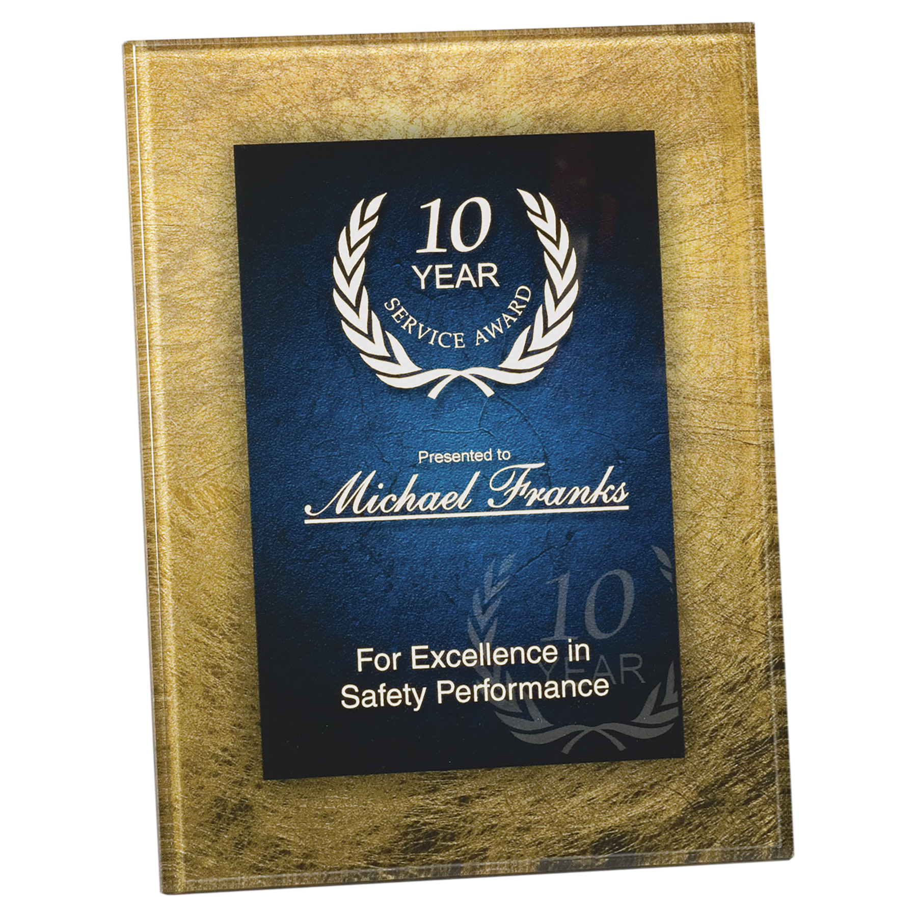 7.75" x 9.75" Gold & Blue Acrylic Plaque Award