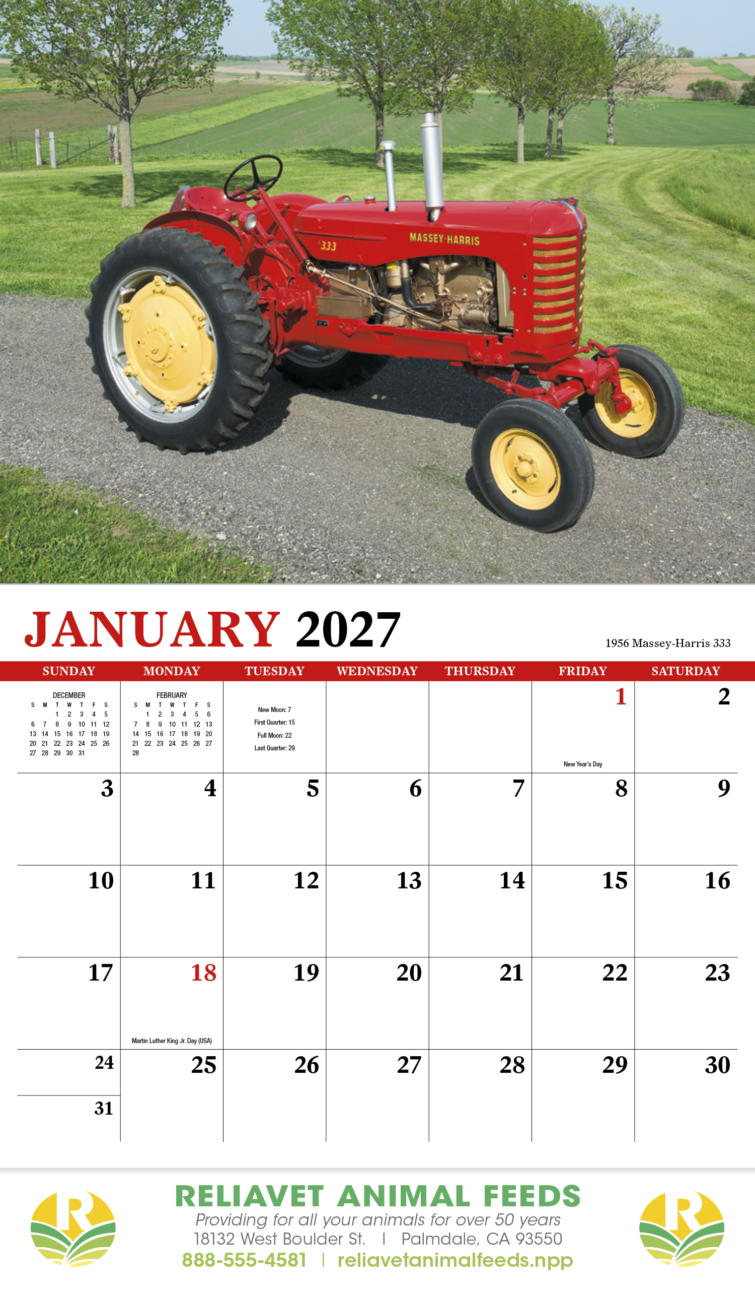 HotLine® Products Vintage Tractors Appointment Calendar - Stapled 32