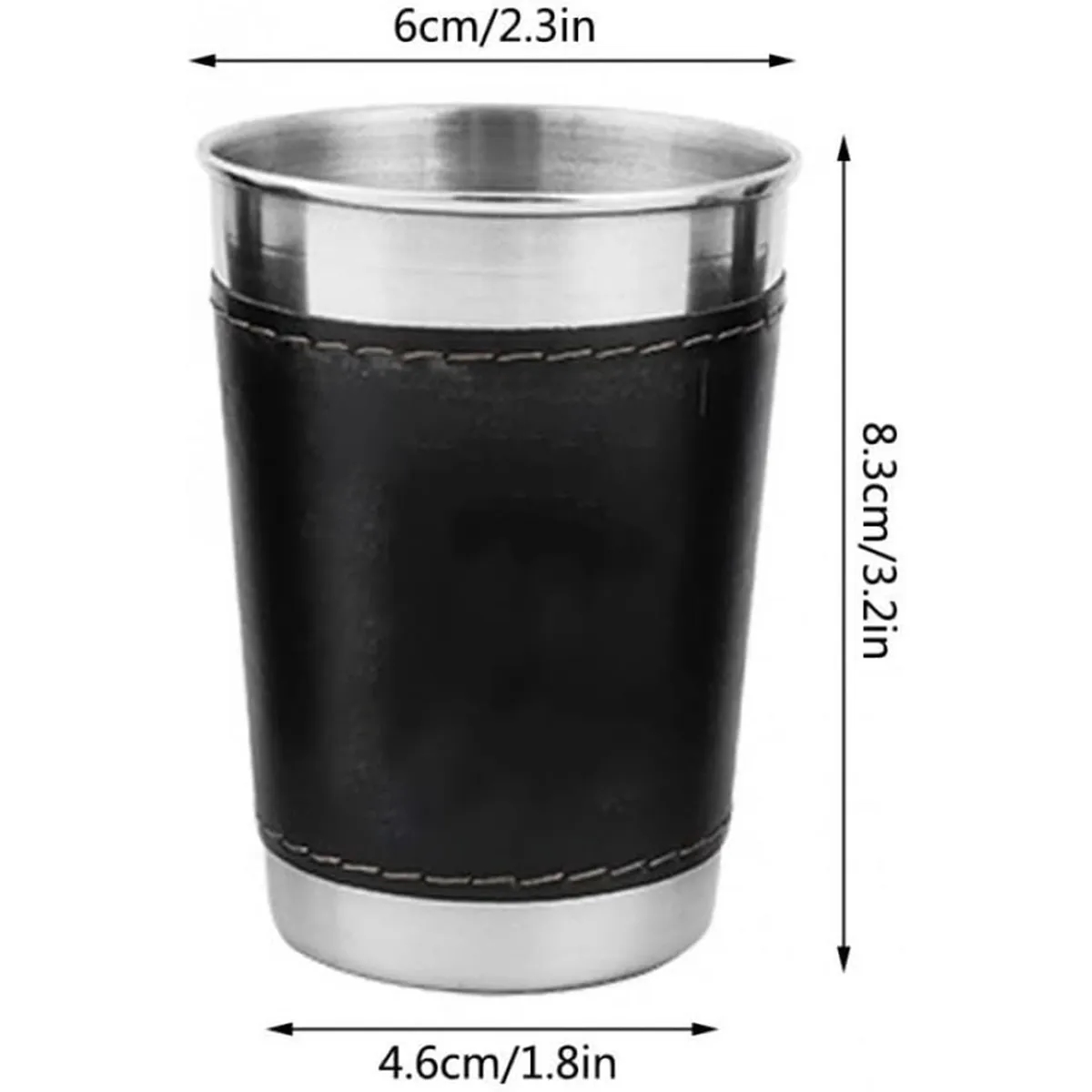 6oz.  Portable Stainless Steel Cups Set With Leather Cover 4