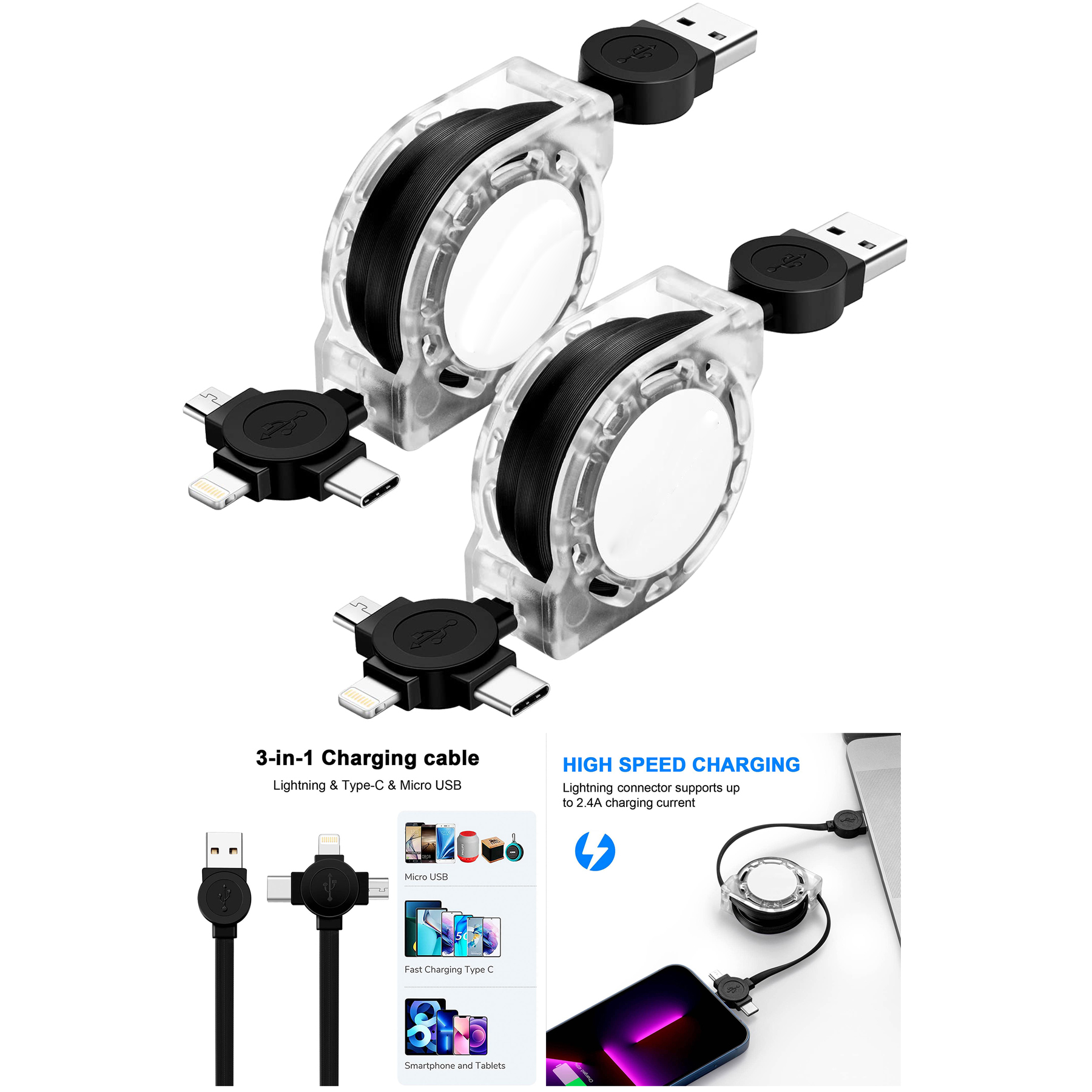3 in 1 Multi Fast Charging Cable