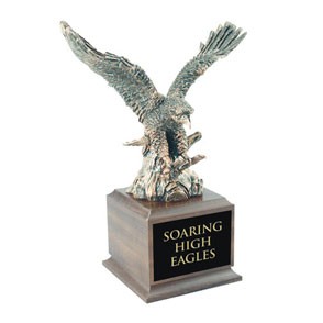 Bronze Eagle Award w/Cherry Finish Square Wood Base 1
