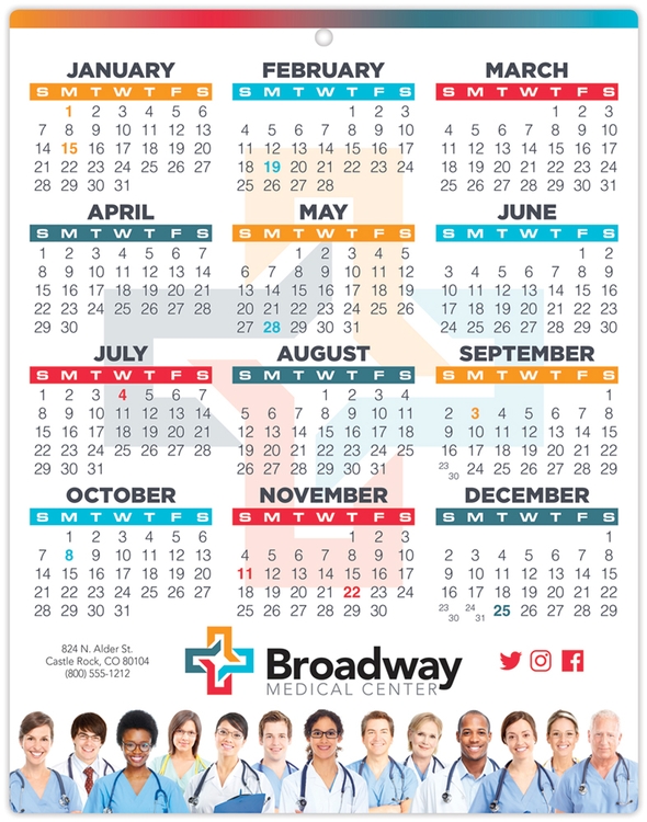 Healthcare Laminated Calendar Card - 8.5x11 3