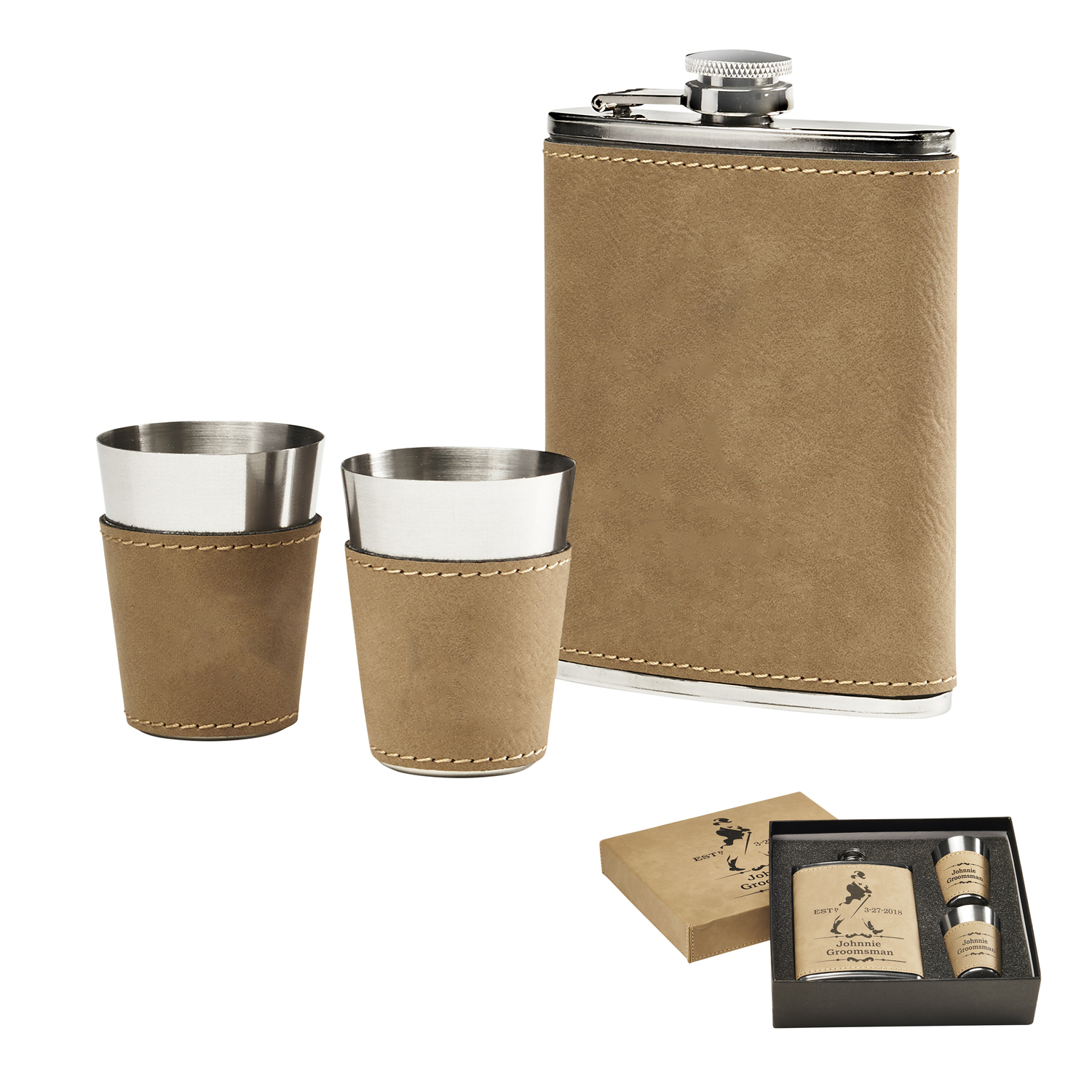 Leatherette Flask Set 2