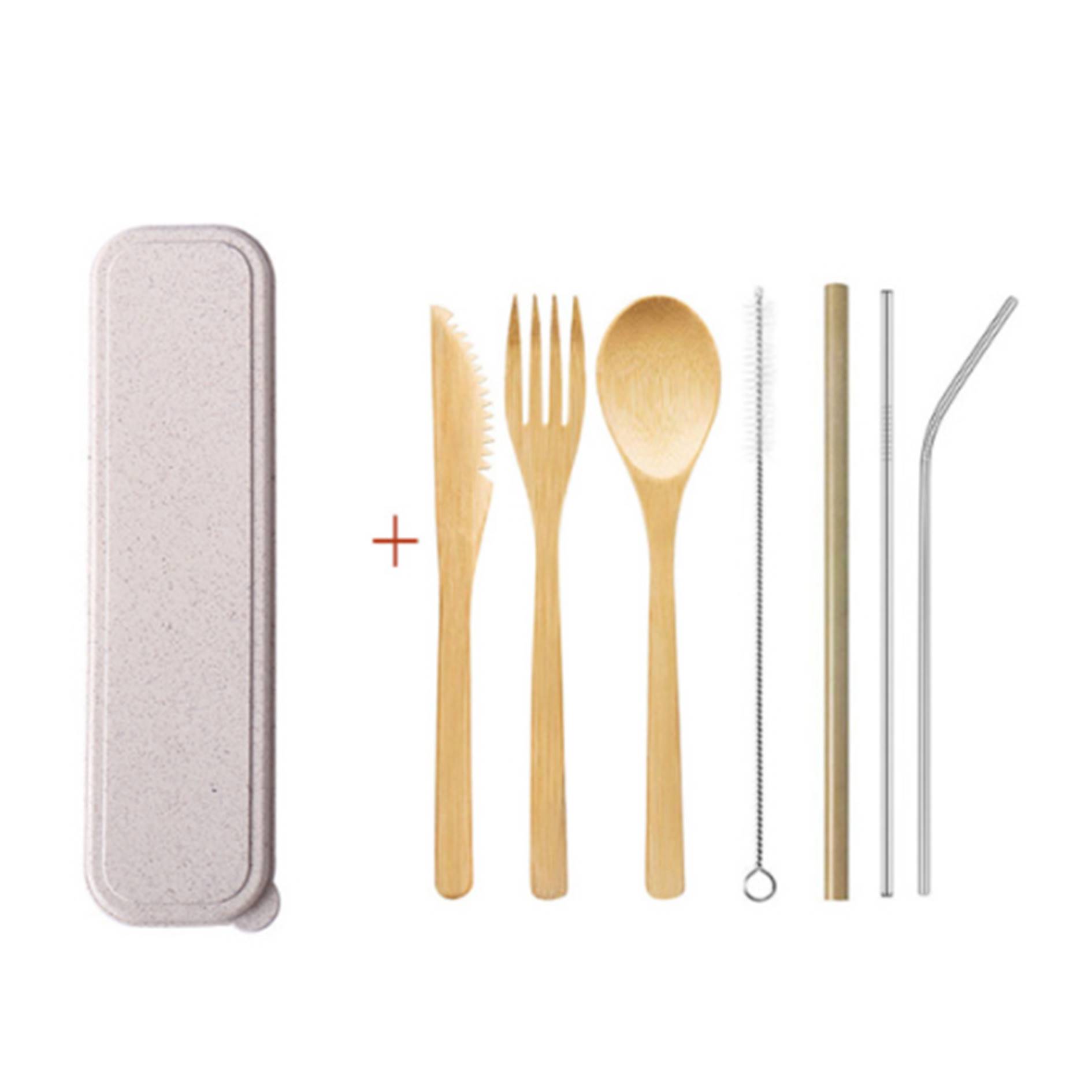 Bamboo Cutlery Set w/Straw 4