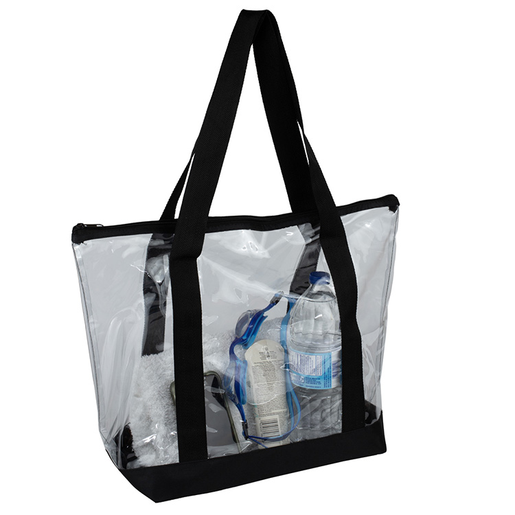 19"W x 13 ½"H x 6"Gusset - "BONDI" Jumbo Clear Zippered Tote Bag 28
