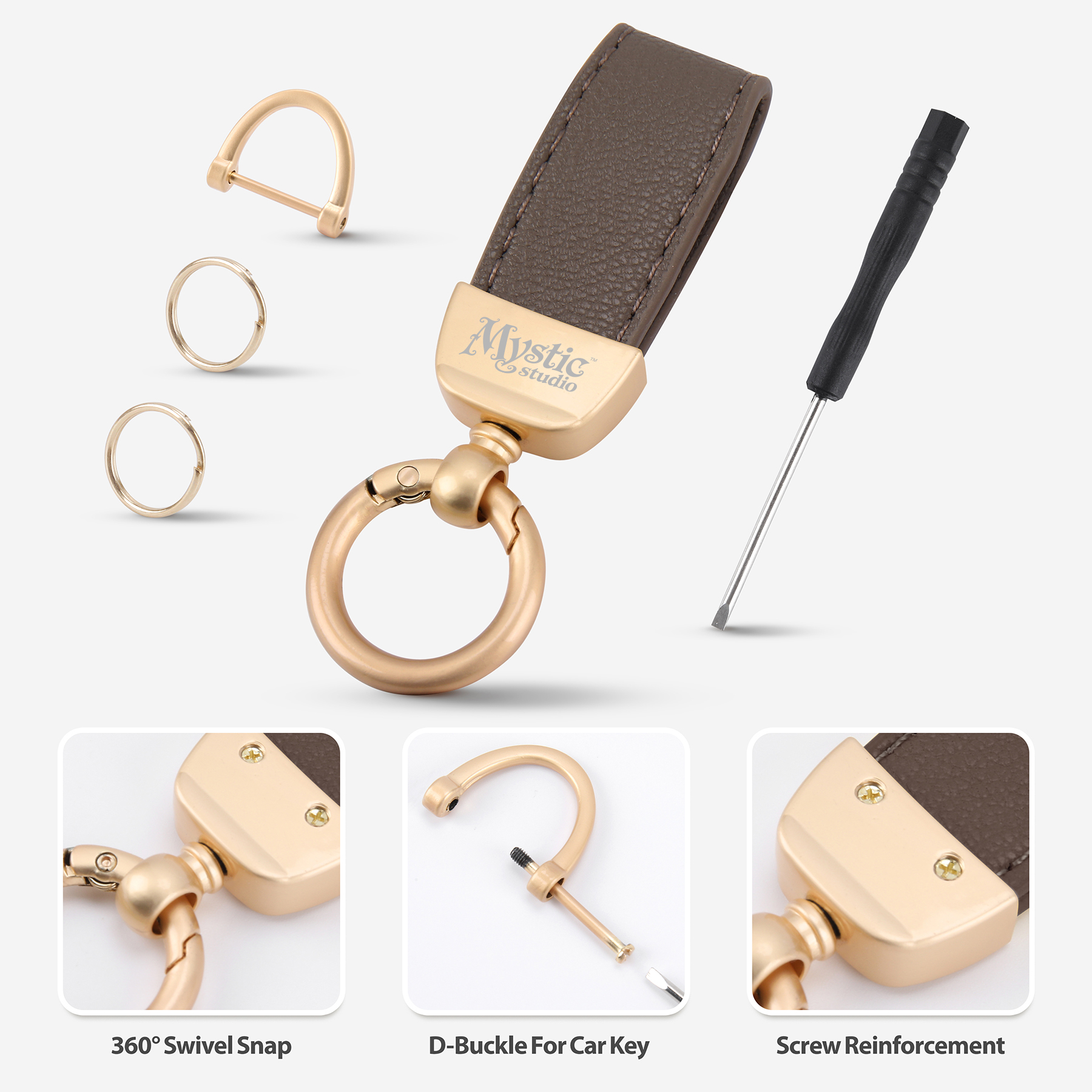 Executive Leather Keychain With Detachable Ring 13