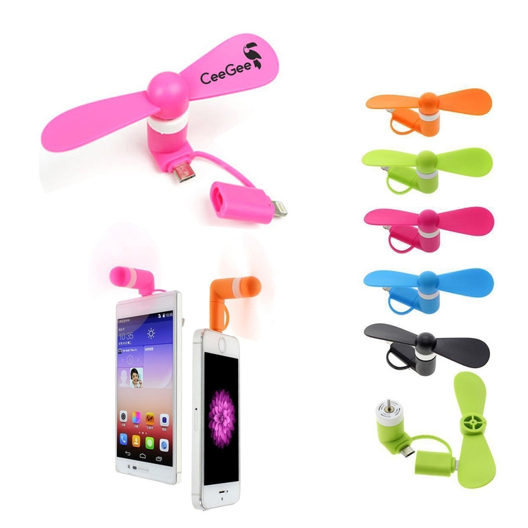 SM00033 - 2 in 1 Portable Micro USB iPhone Port Electric Fan Cooling For ios and Android Phone