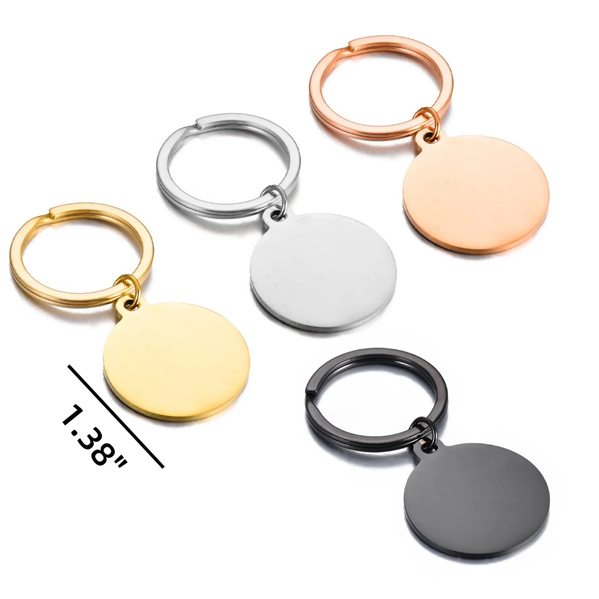 Stainless Steel Round Metal Tag Key Chains 5