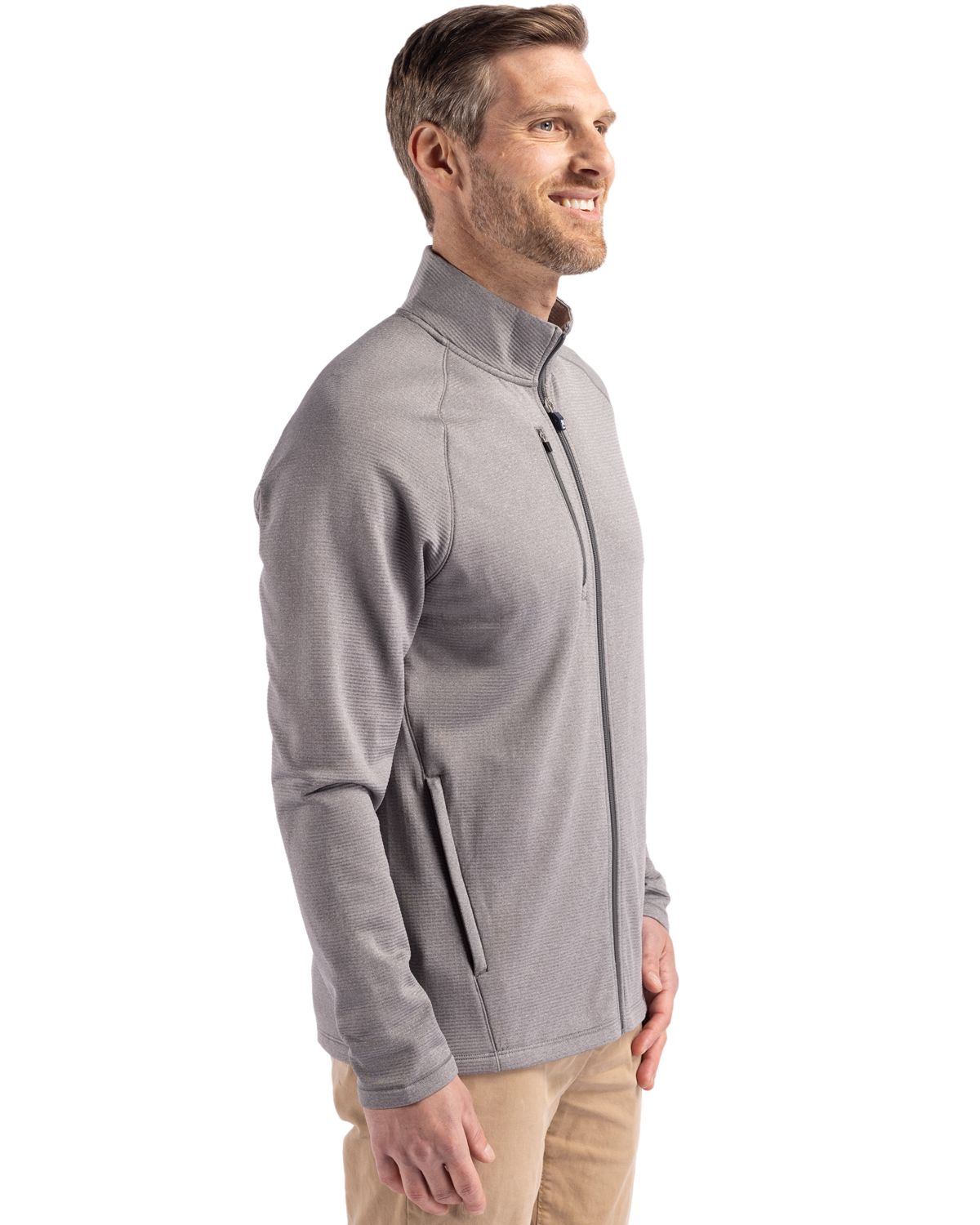 Cutter & Buck Peshastin Recycled Grid Fleece Mens Full Zip Jacket 22