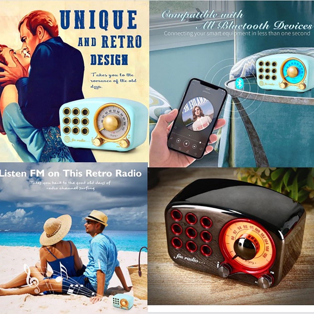 Retro Bluetooth Speaker Vintage Fm Radio 4