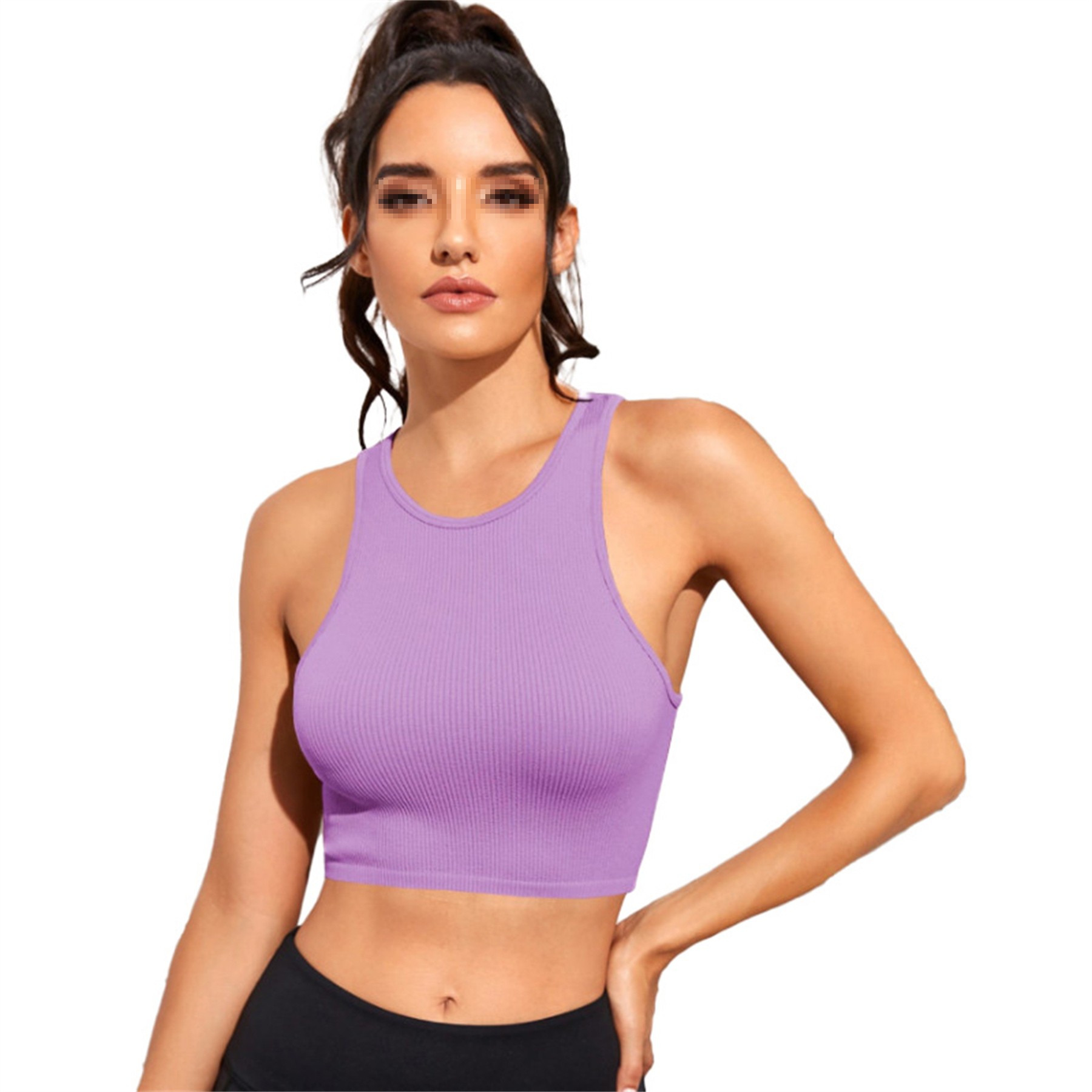 Womens Ribbed Longline Sports Bra 2