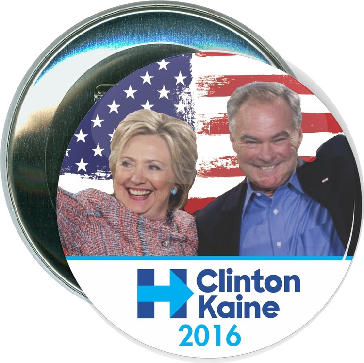 Hillary, Clinton Kaine Photo, Political Button 1