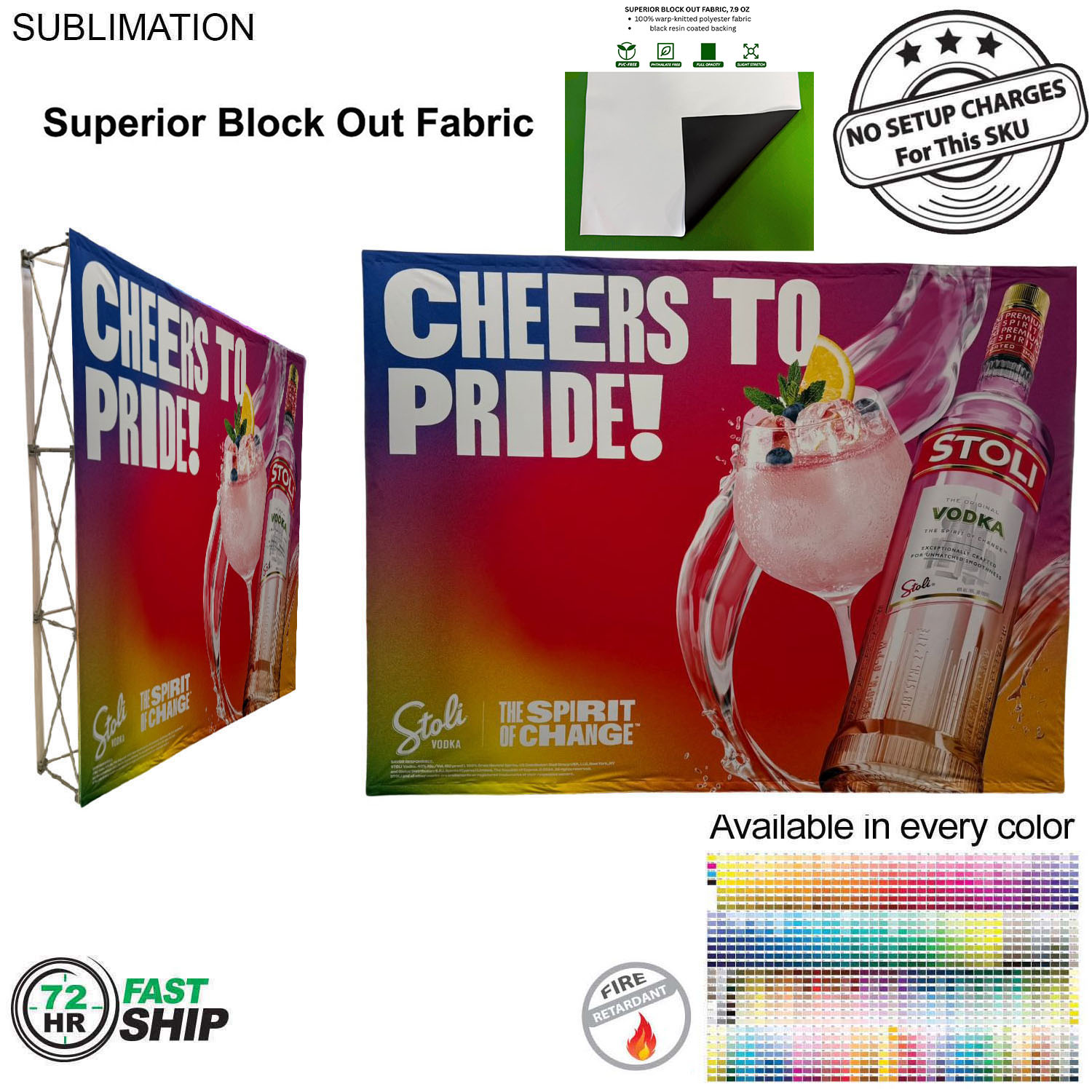 72 Hr Fast Ship - 10' Straight Wall Full Height Fabric Pop-up Display, Superior Block Out Fabric 1