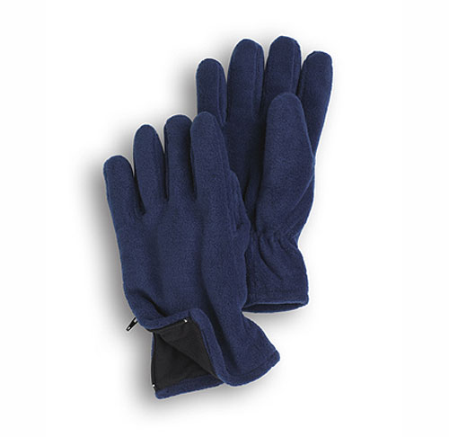 Navy Blue Fleece Zipper Gloves 2