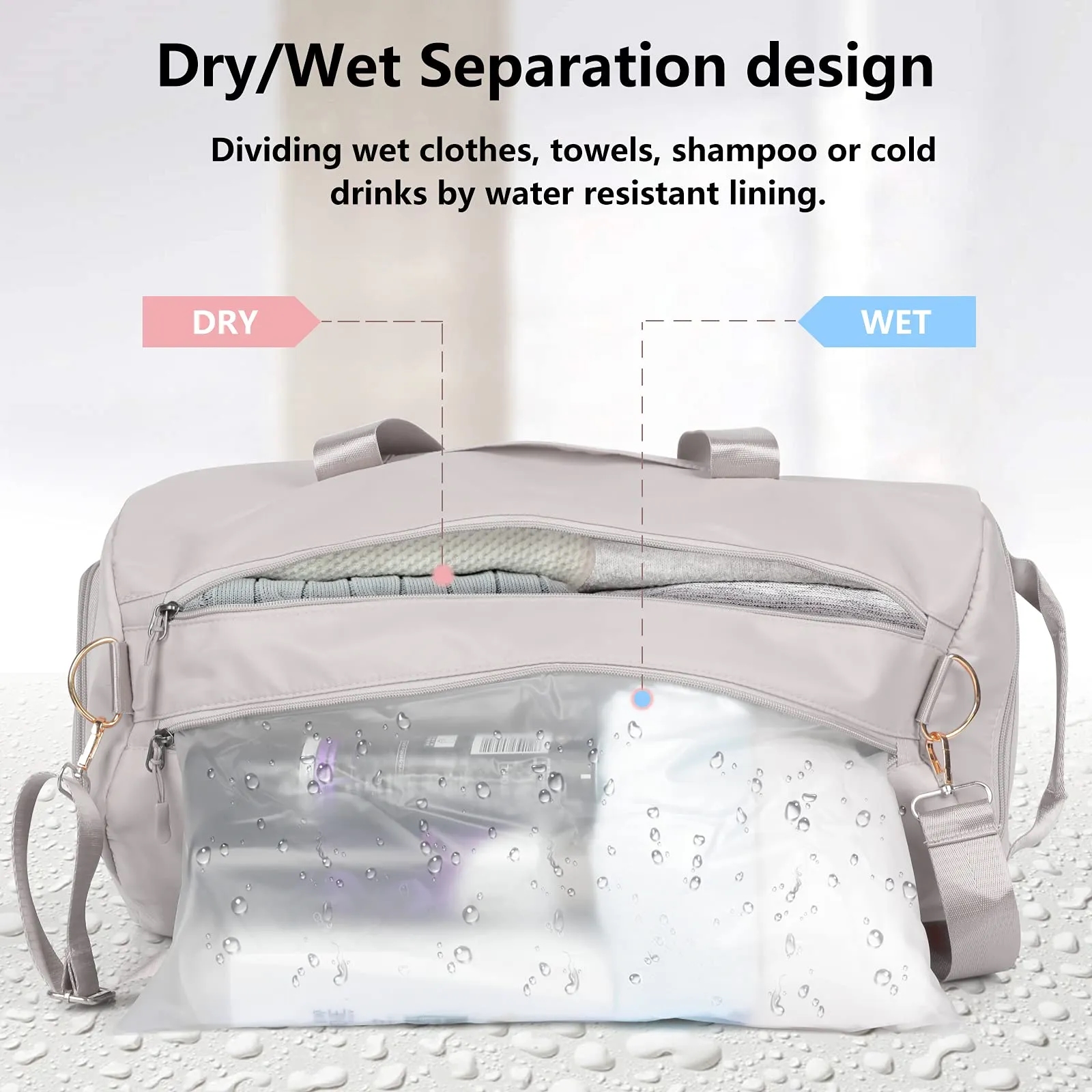 Wholesale Women Gym Duffel Bag with Shoe Pocket 14