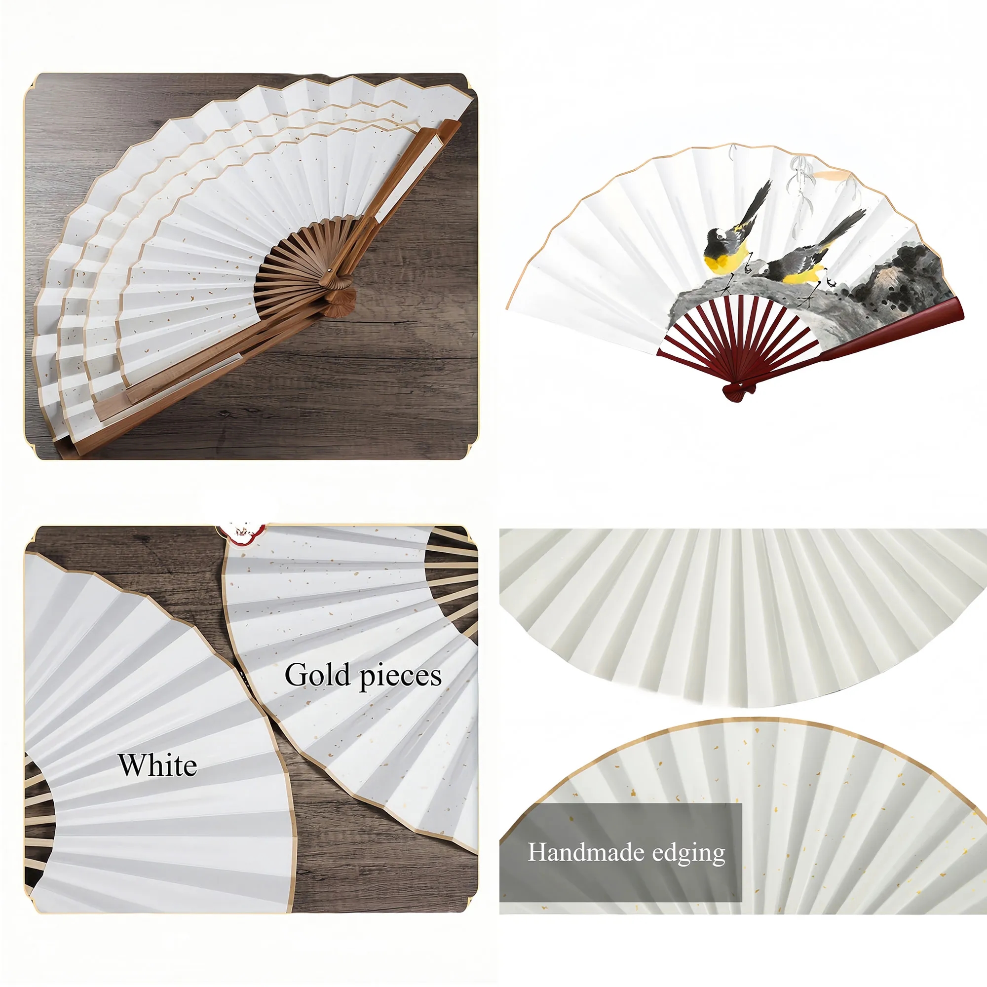 Traditional Handmade Oil Fan With Silk Painting Surface 2