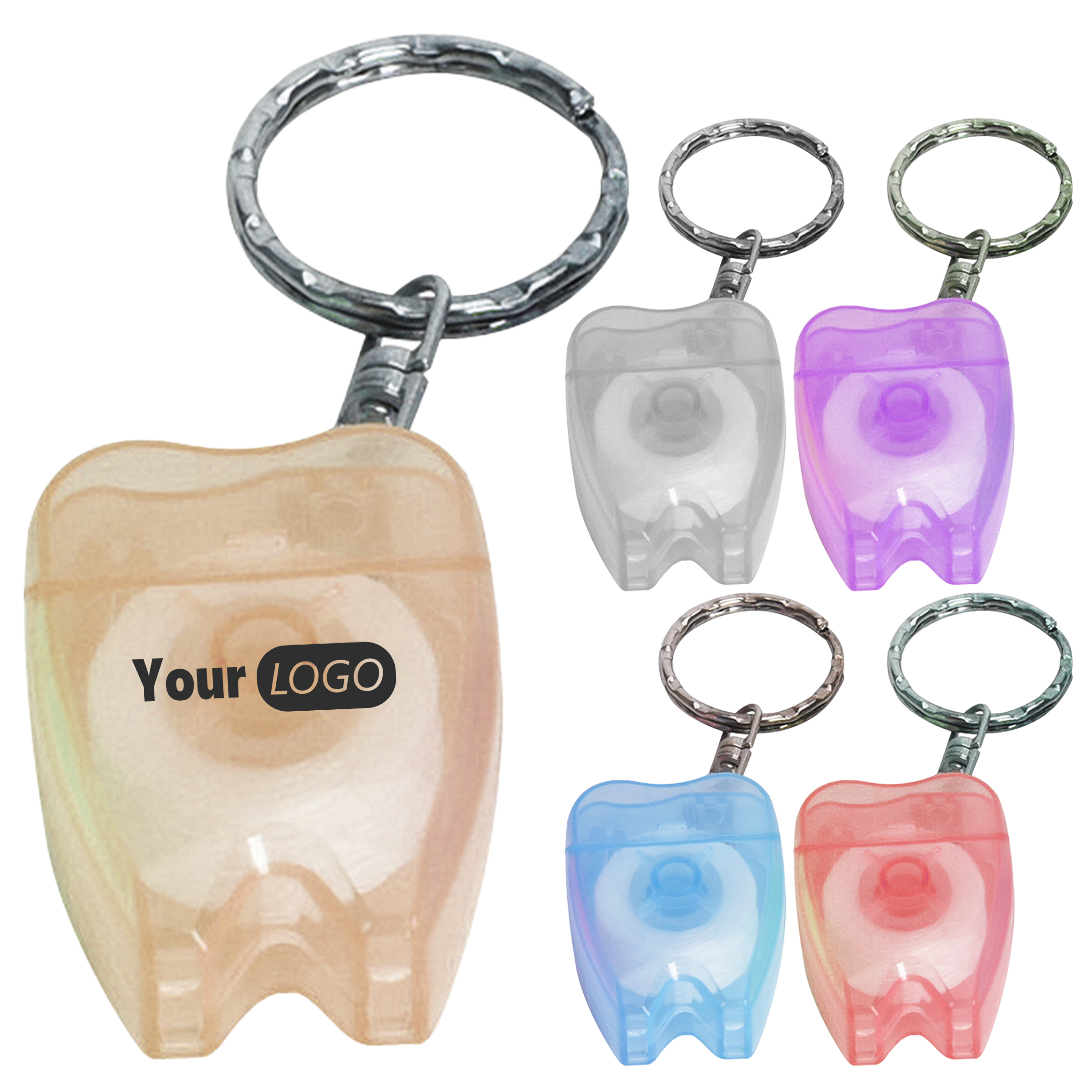 Nylon Tooth-Shaped Dental Floss Keychain 4
