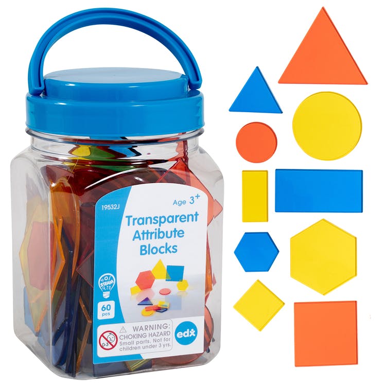 60 Piece Transparent Attribute Blocks - Assorted Colors 2
