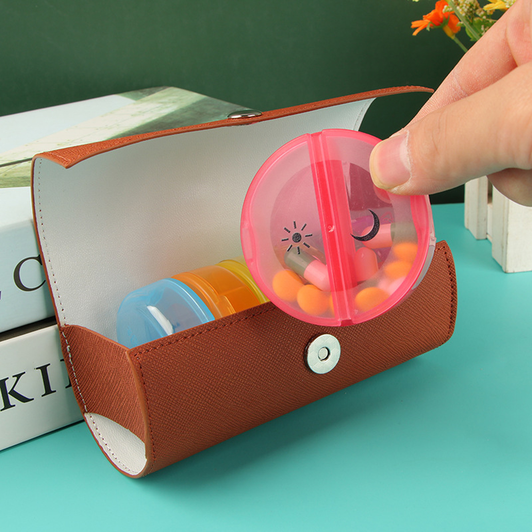 Leather 7-Day AM/PM Pill Organizer 1