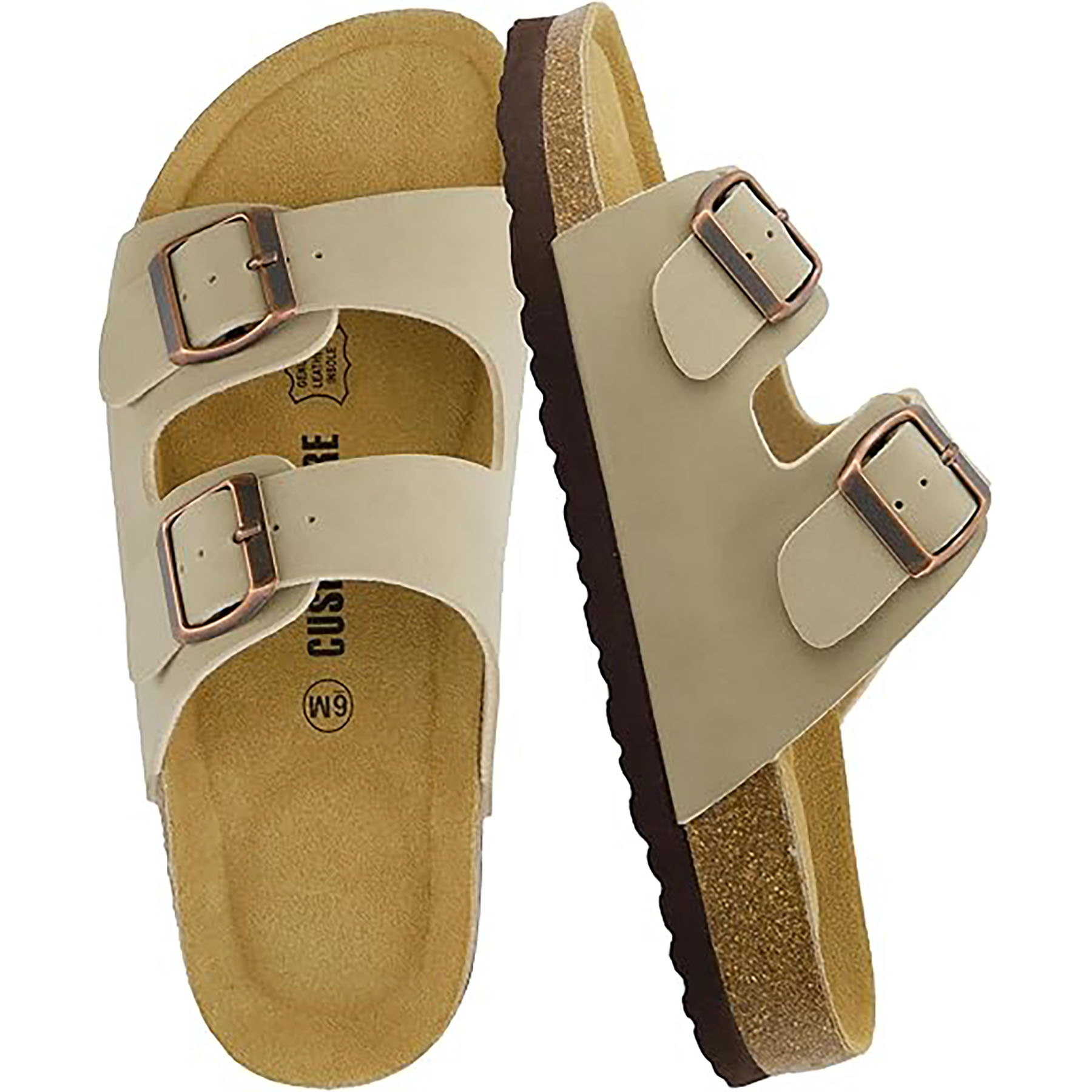 Button StyleSliding Design Soft Leather Shoe Bed Style Women Sandals 2