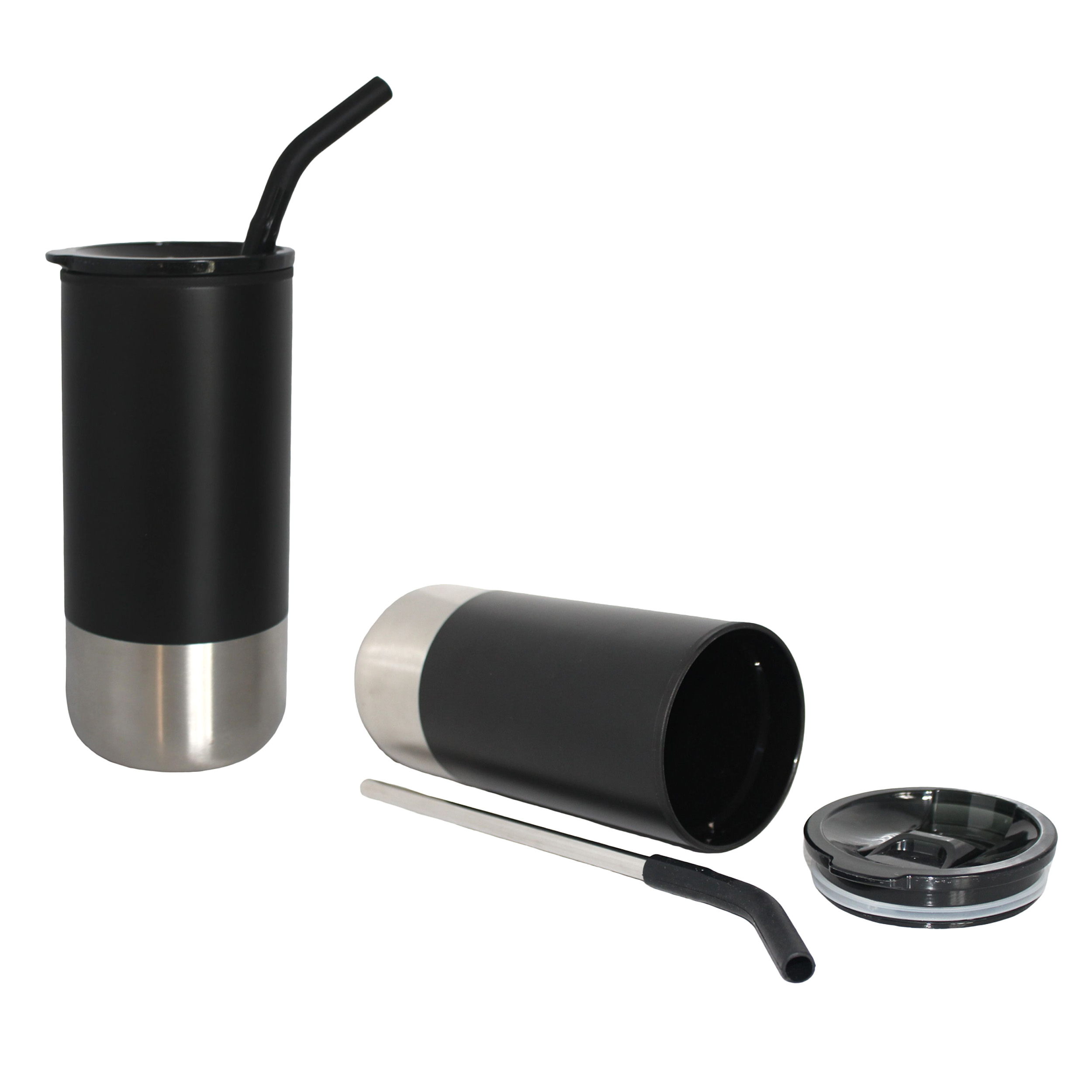 16 Oz. Insulated Stainless Steel Beverage Tumbler w/Flexible Silicone Straw 6