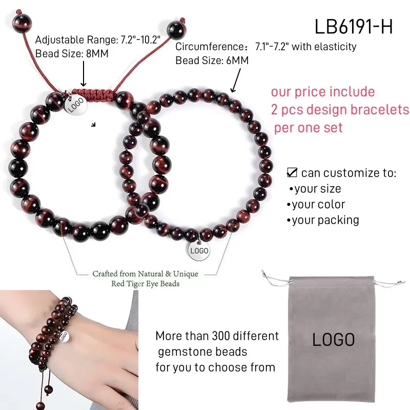 AAA Gemstone Bead Bracelets BULK Wholesale 2PCS Set 7