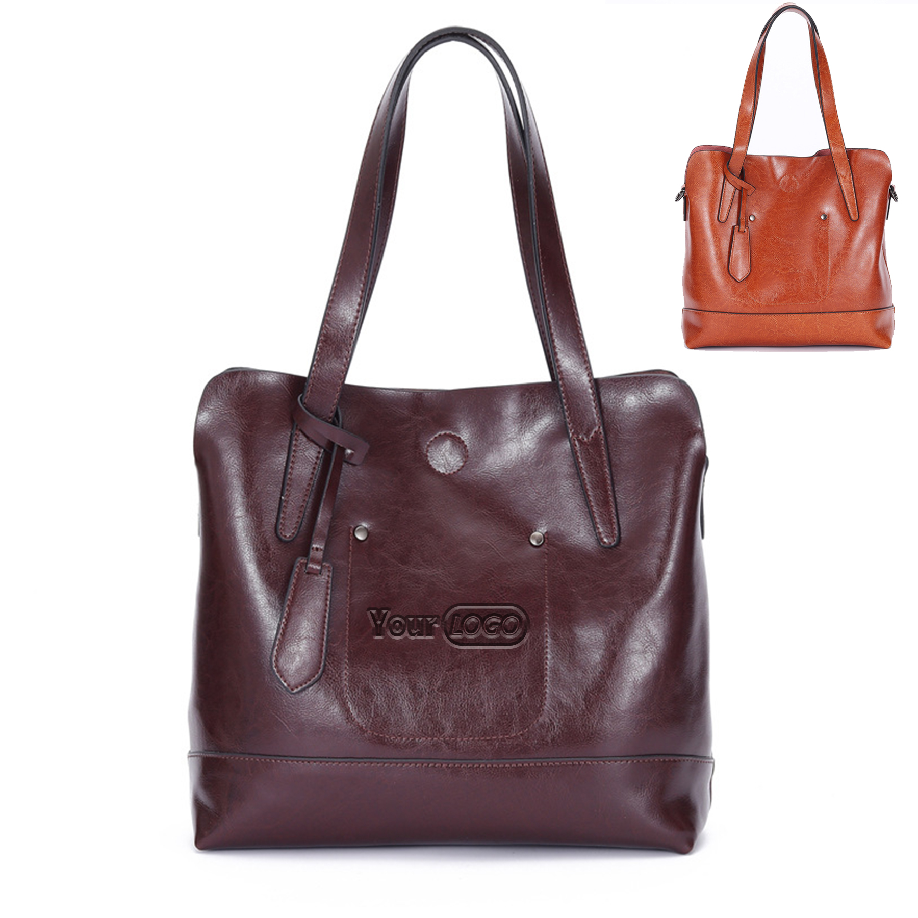 Genuine Leather Tote bag for women, custom tote bag with logo imprint 2