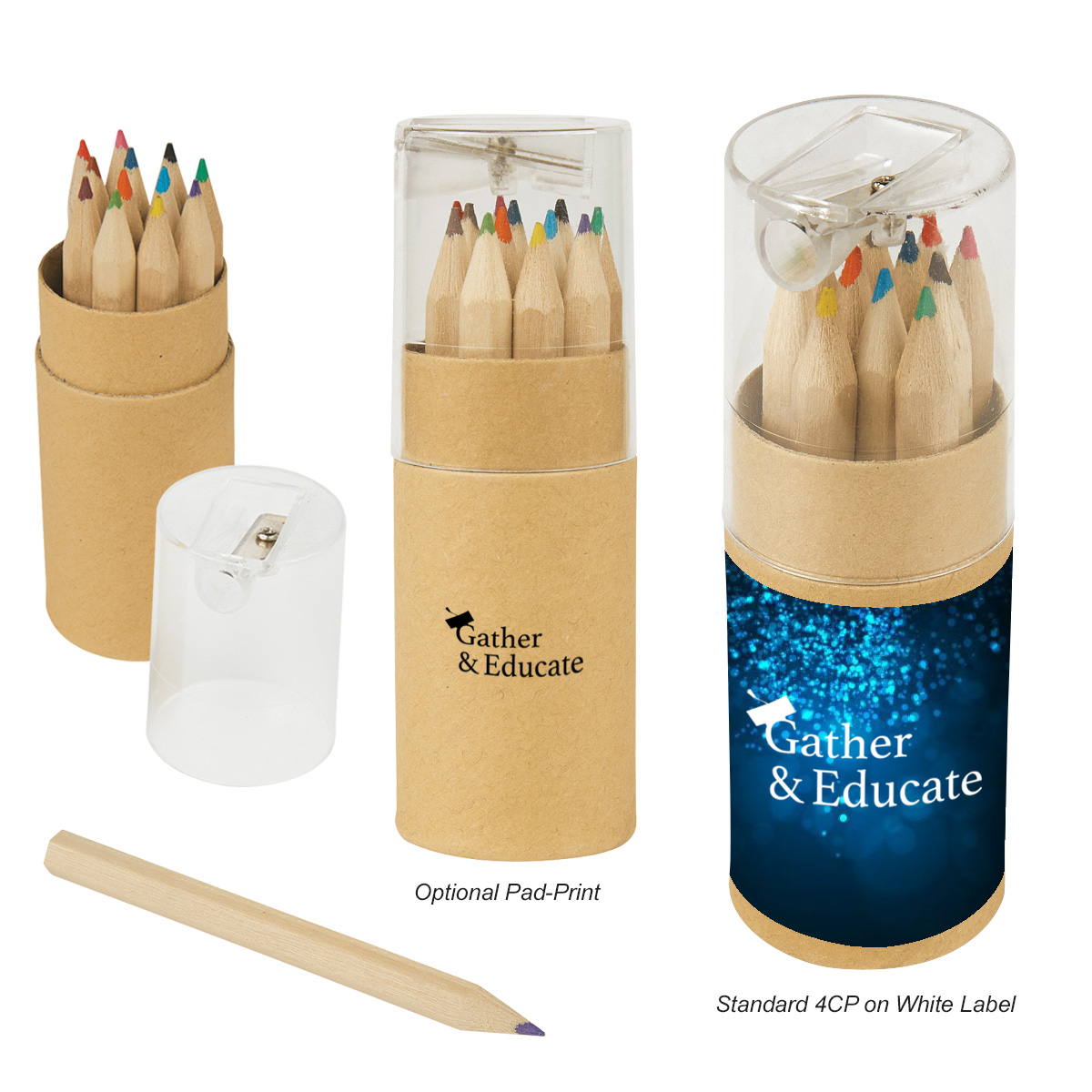 12-Piece Colored Pencil Set In Tube With Sharpener 6