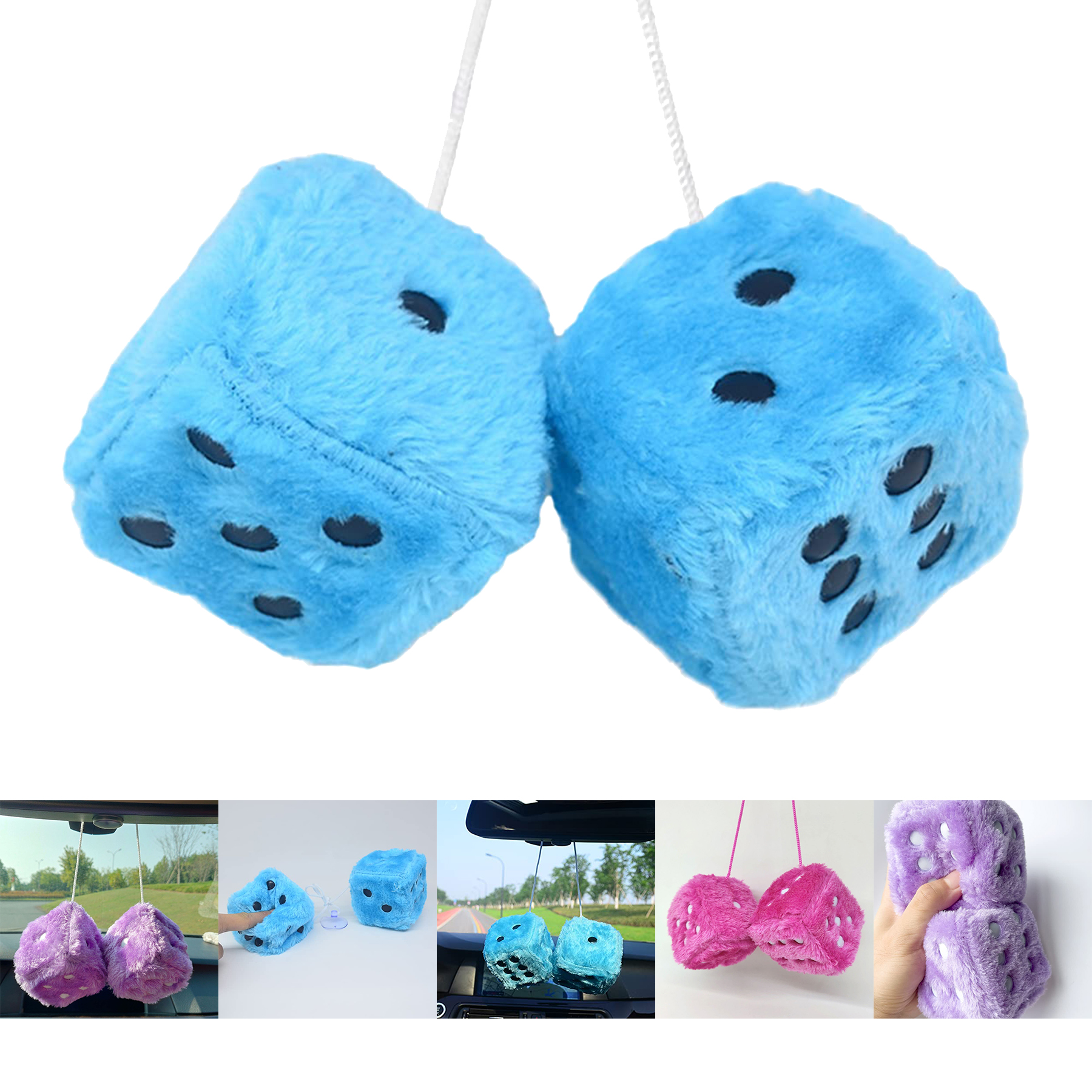 Pair 3" Fuzzy Plush Dice 2