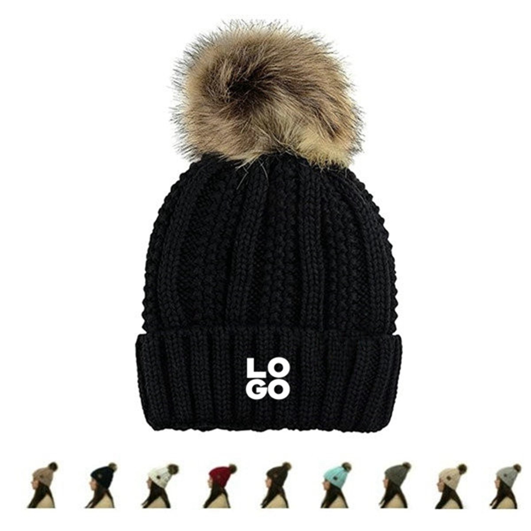 Faux Fur Pom Beanie Hat 2
